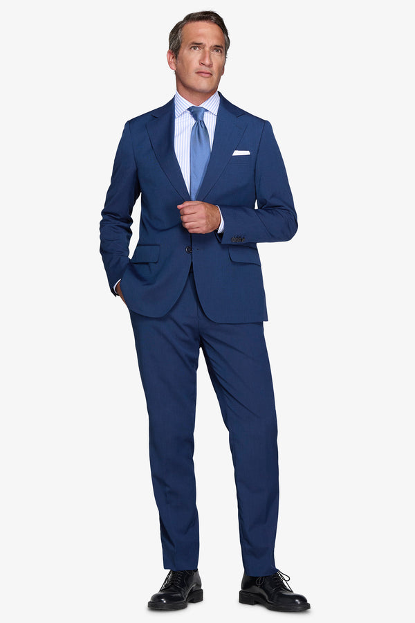 Giacca trama punto a spillo blu slim