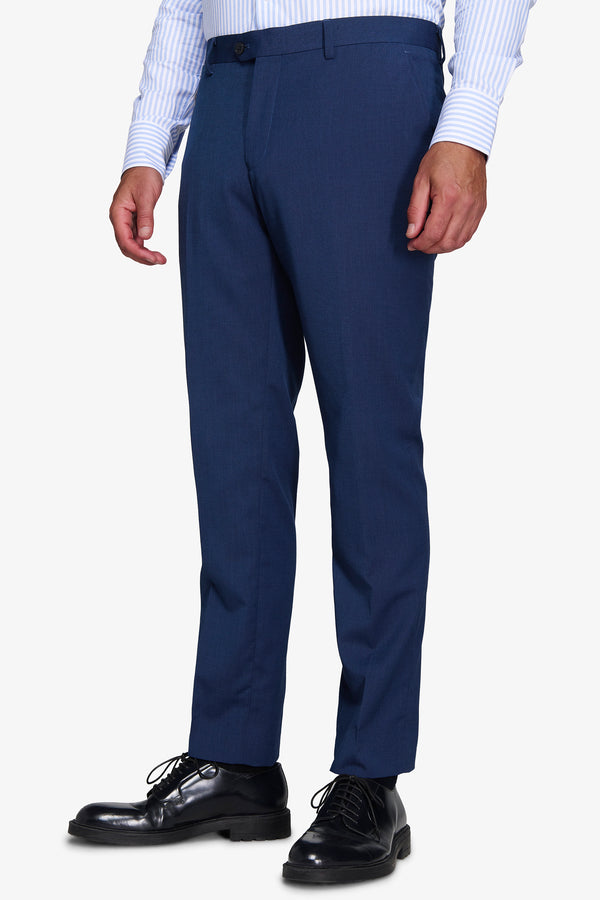 Pantaloni trama punto a spillo blu slim