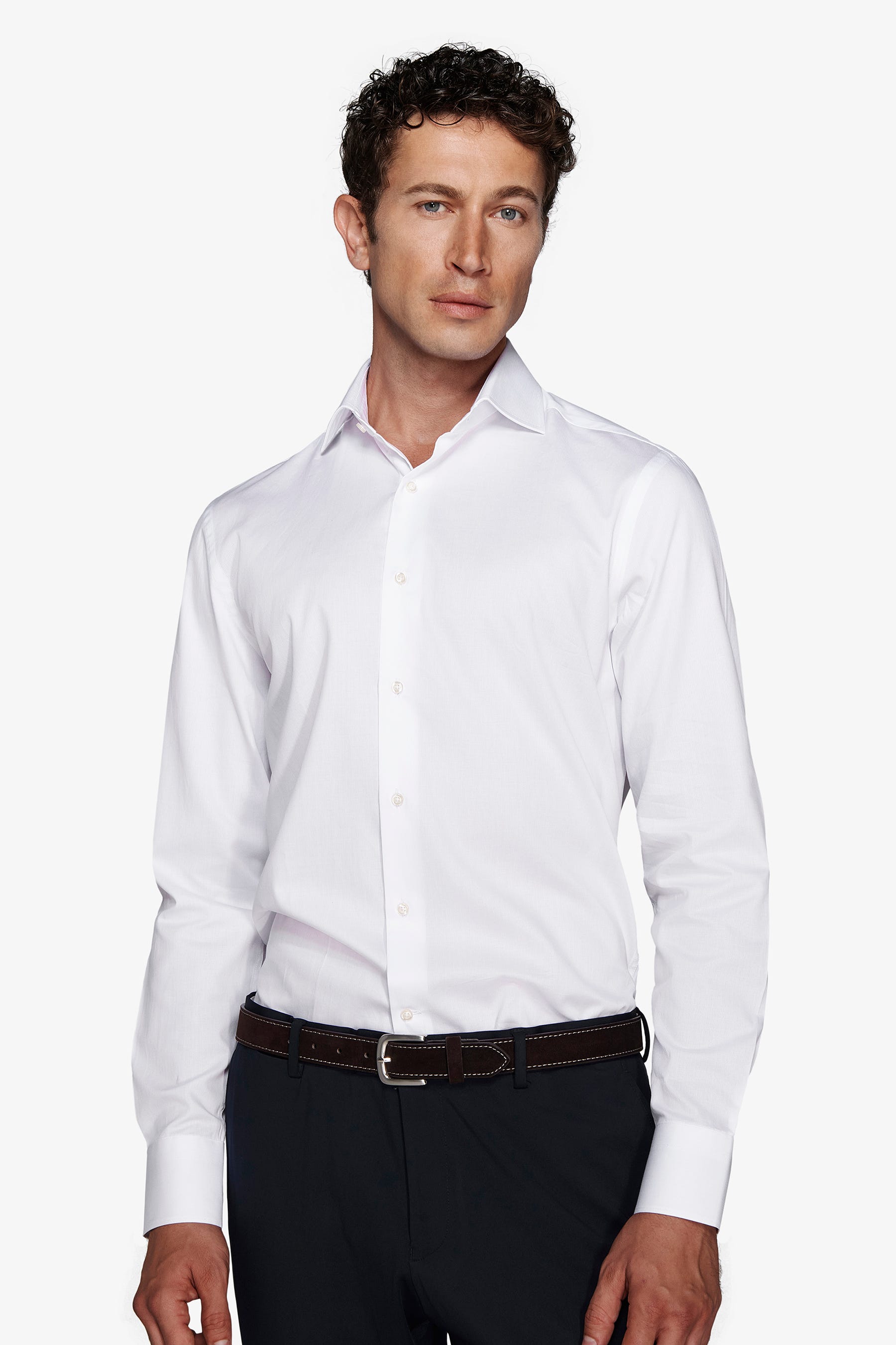 Camicia piquet bianca slim-Dan John