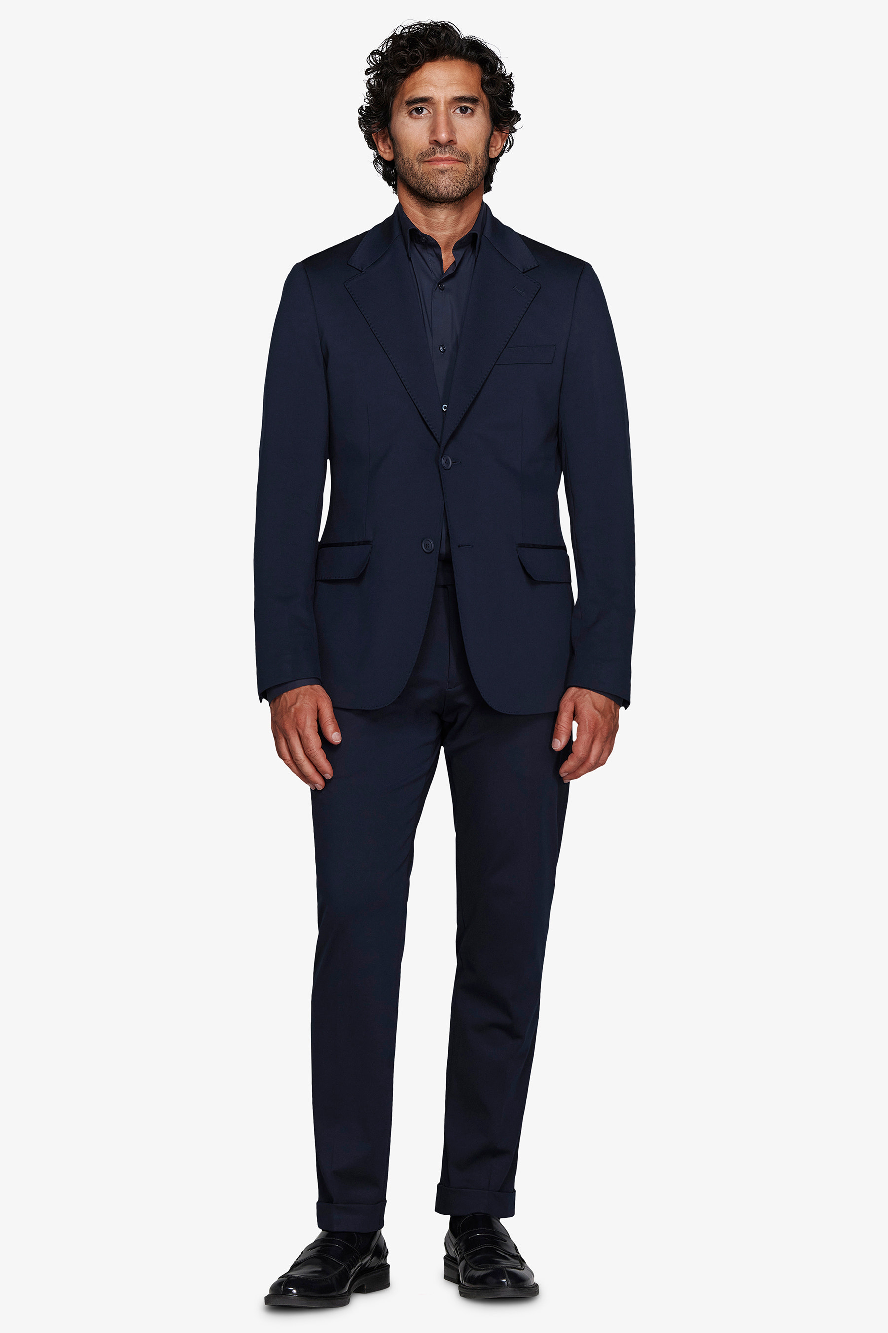 Giacca in jersey tecnico blu slim-Dan John