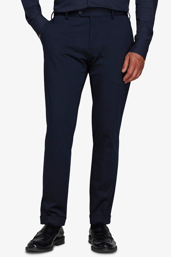 Pantaloni jersey tecnico blu slim