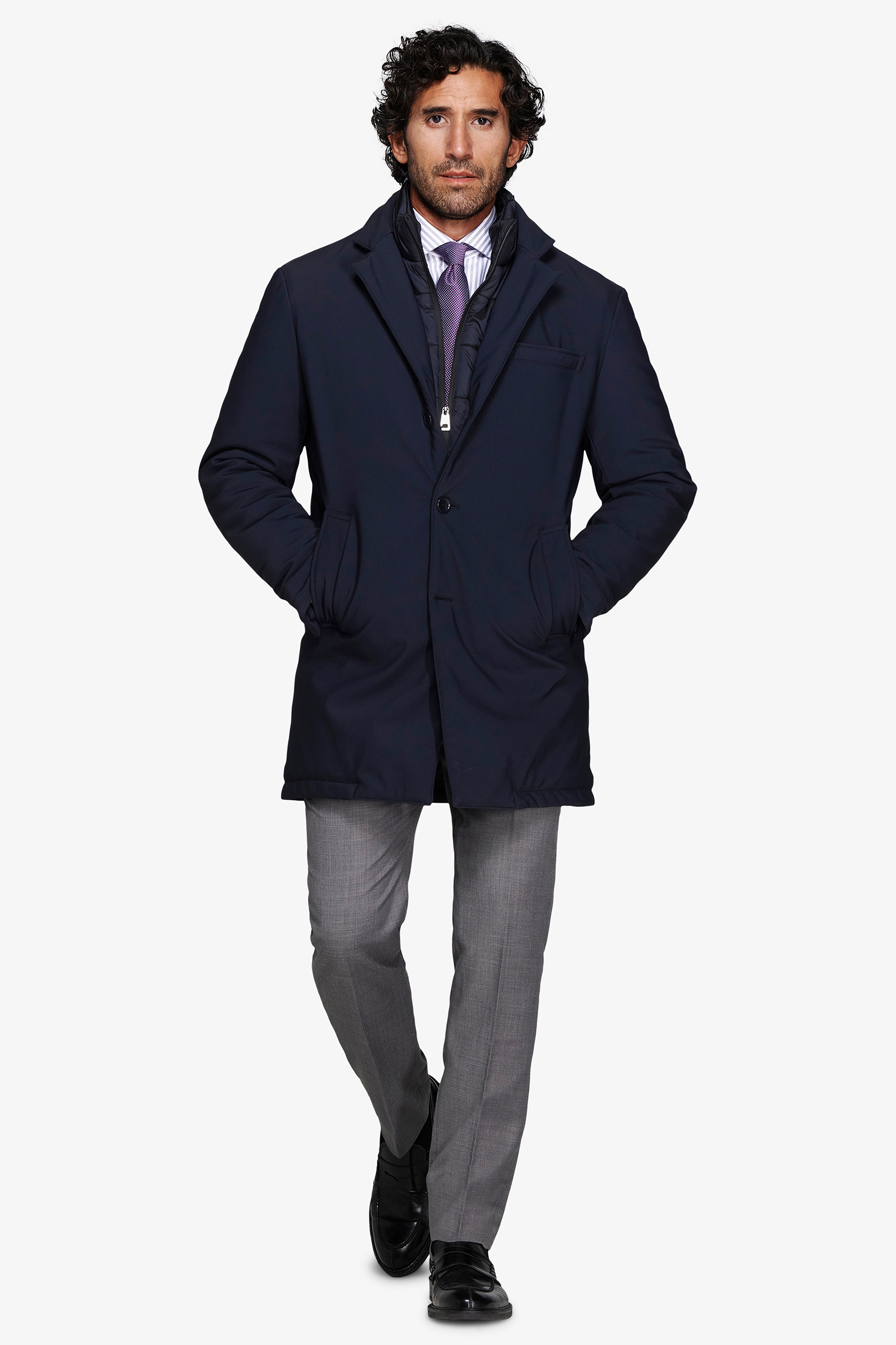 Cappotto tecnico trapuntato blu-Dan John