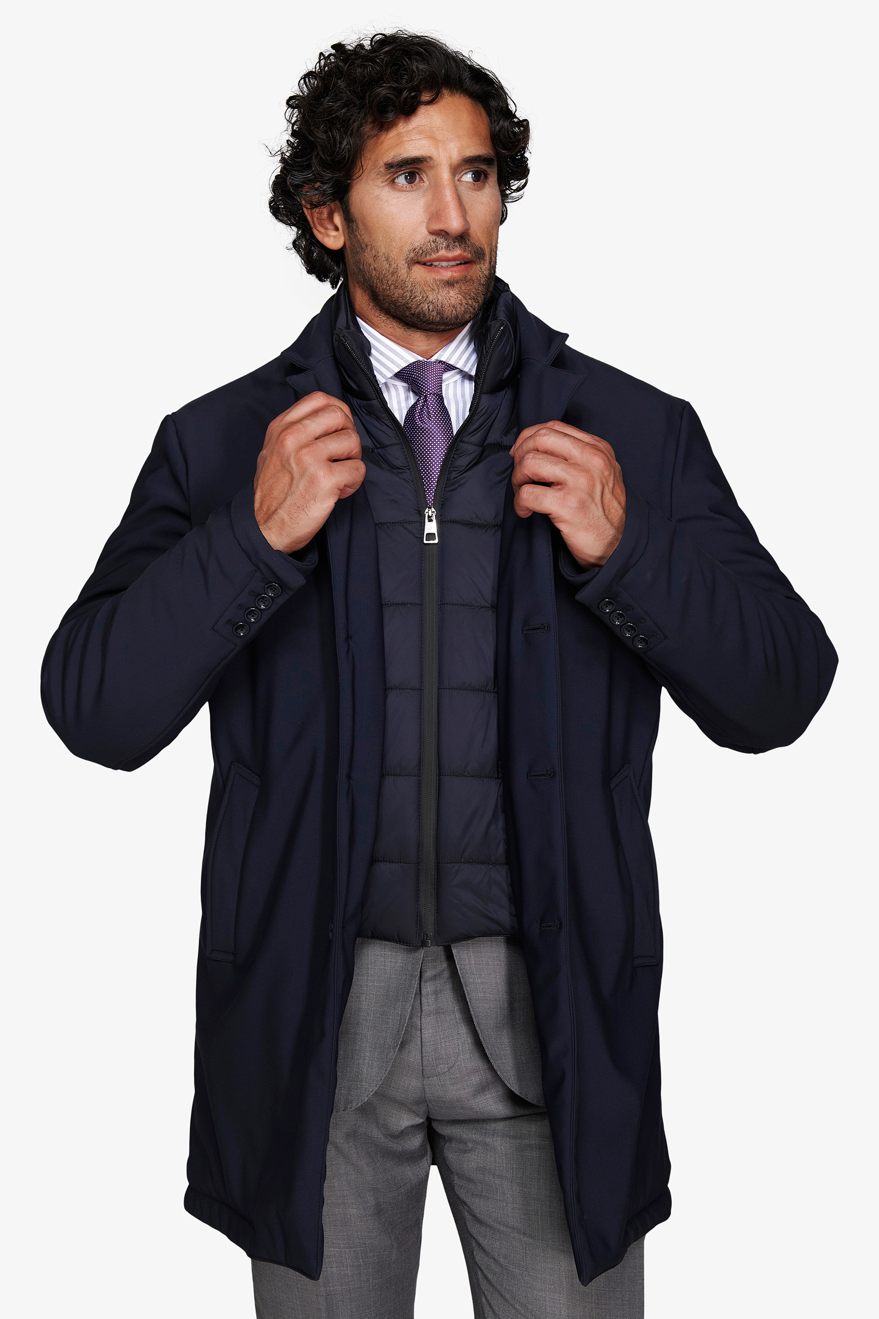 Cappotto tecnico trapuntato blu-Dan John