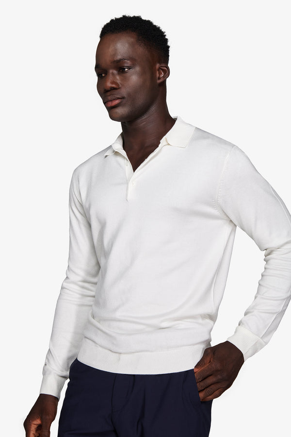Polo in maglia con bottoni basic panna-Dan John