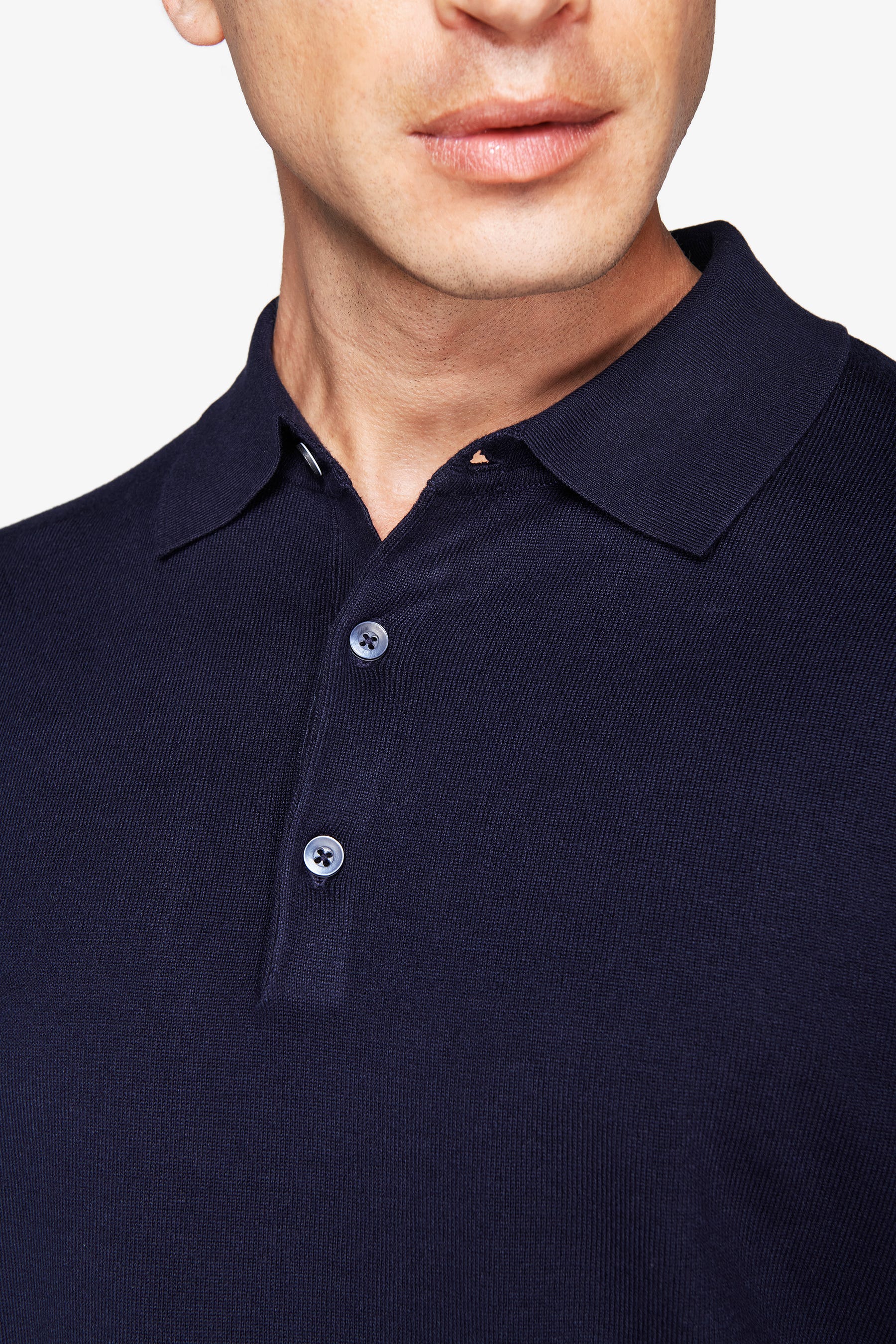 Polo in maglia con bottoni basic blu-Dan John