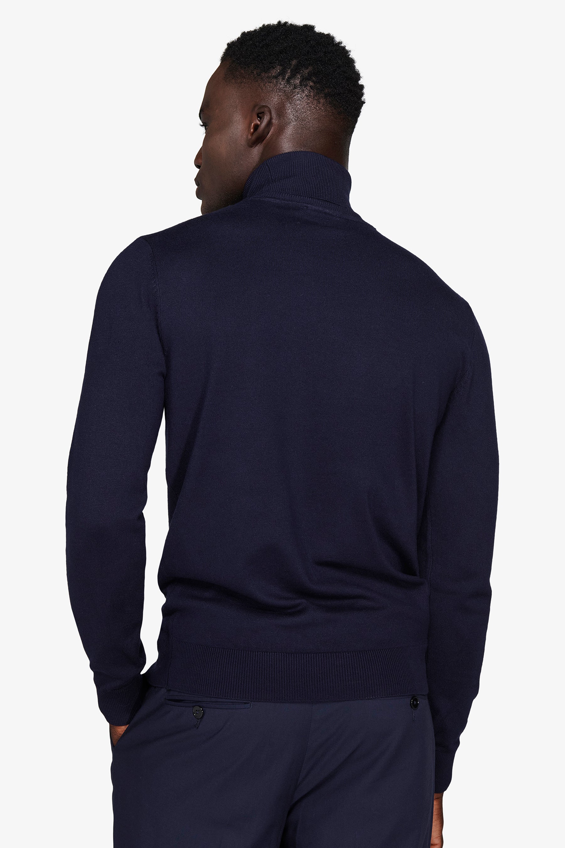 Pull à col roulé basique bleu