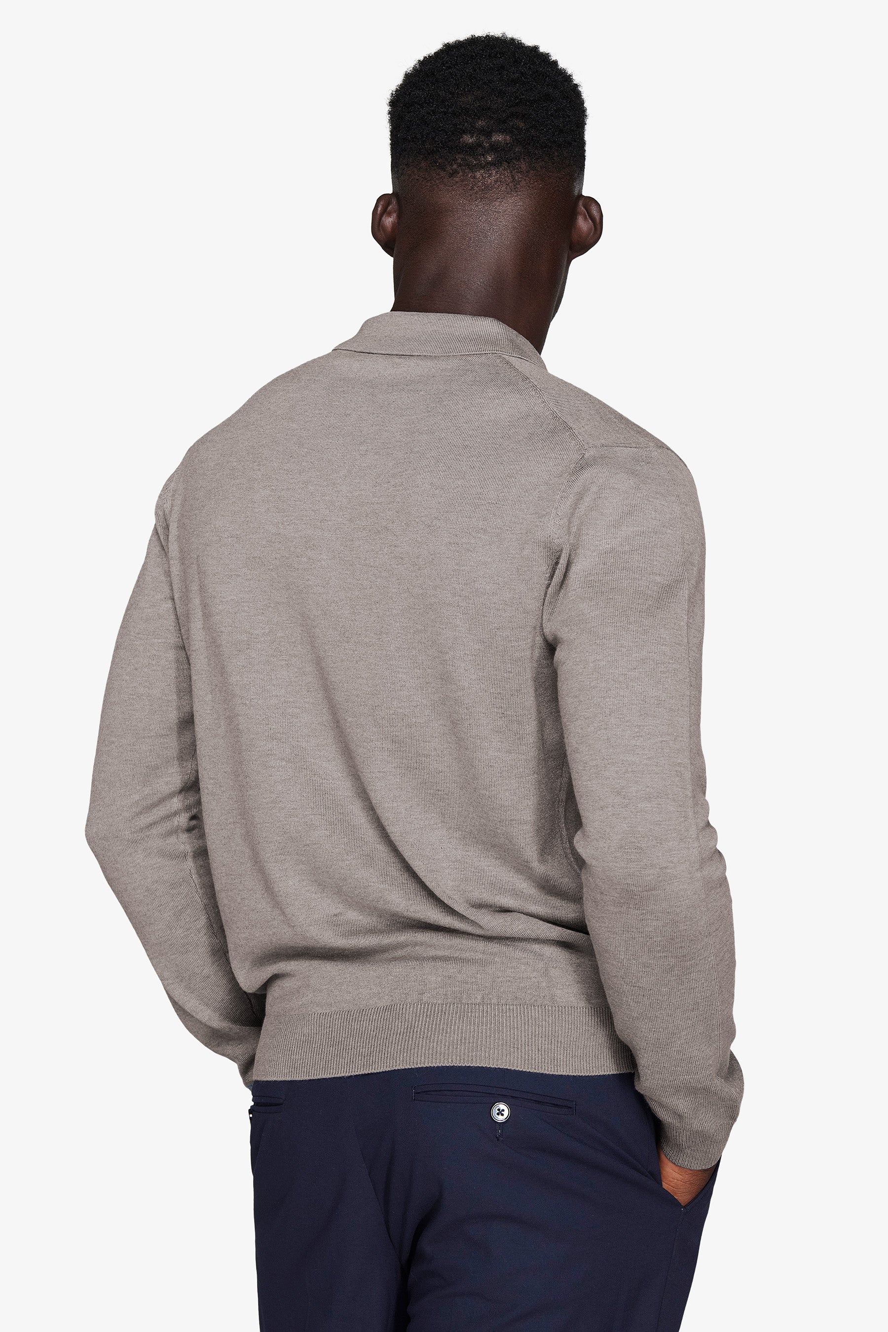 Polo in maglia con bottoni tortora