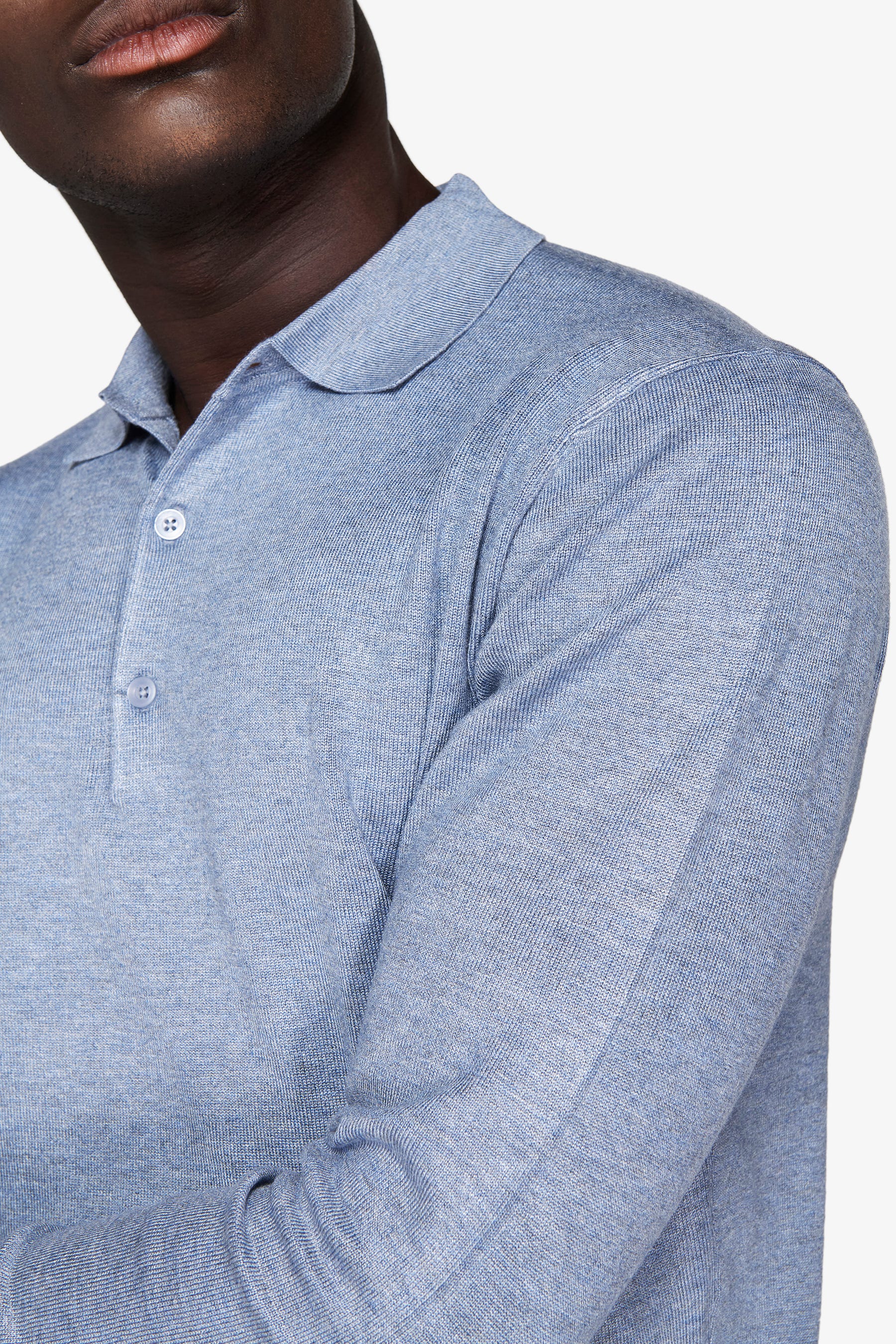 Polo in maglia con bottoni basic celeste-Dan John