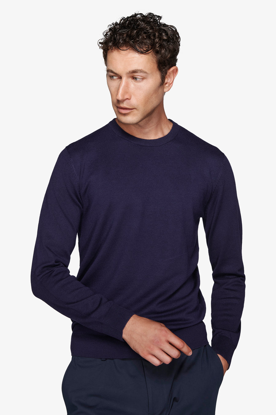 Maglia girocollo basic blu-Dan John