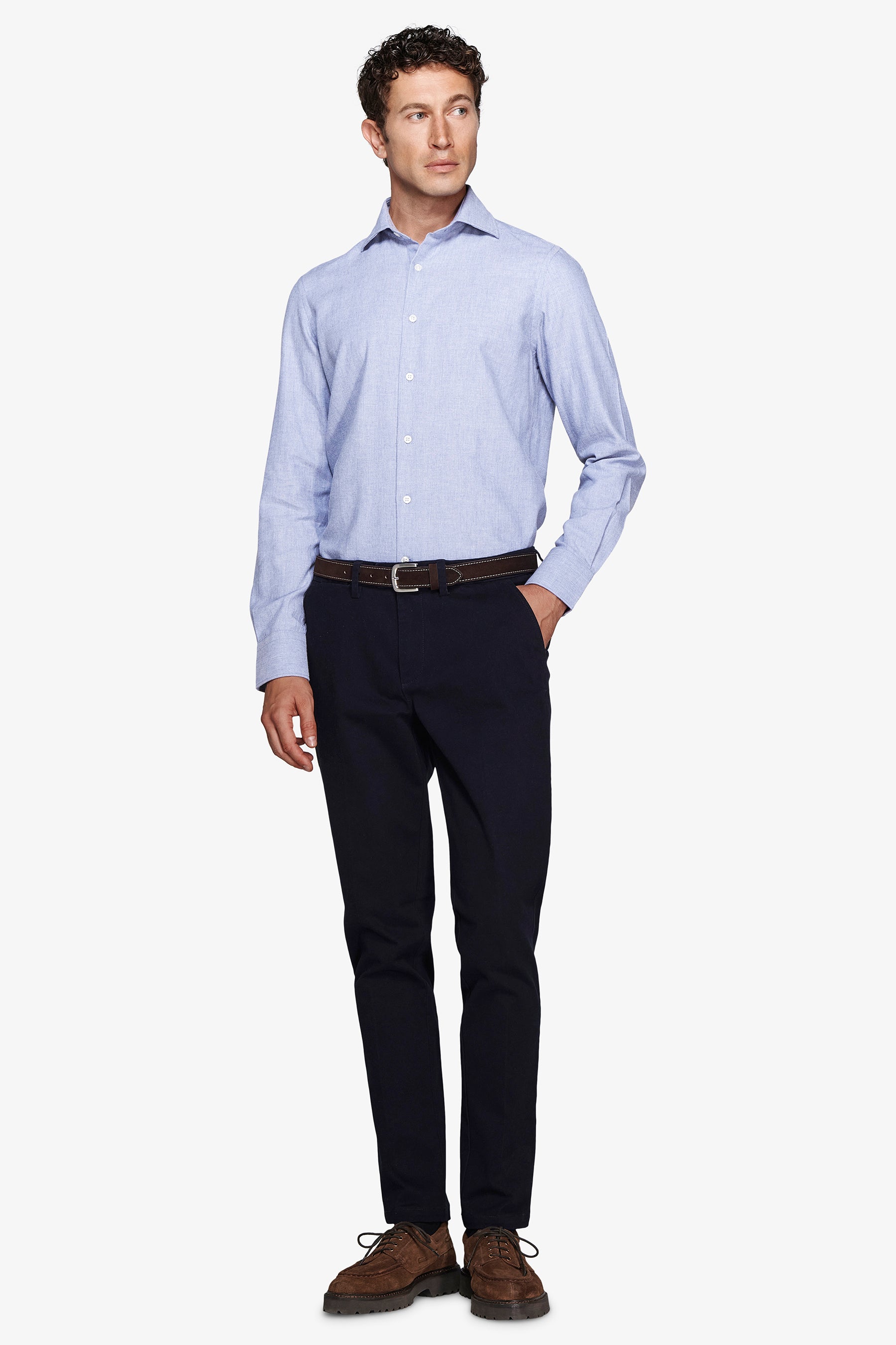 Light blue Herringbone flannel effect shirt