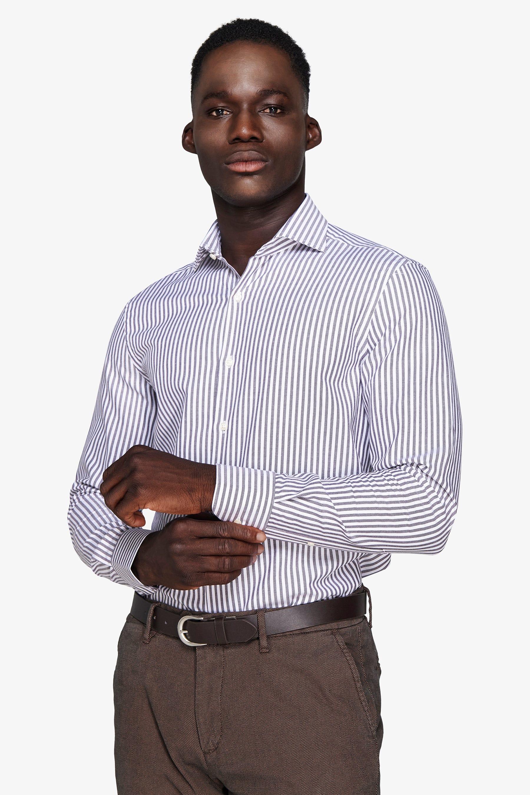 Camicia a righe operata moro