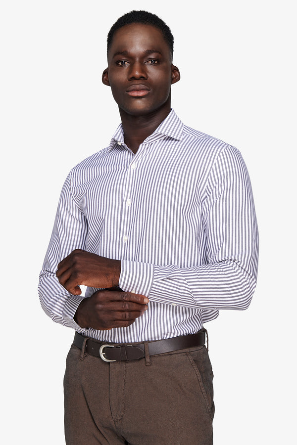 Camicia a righe operata moro