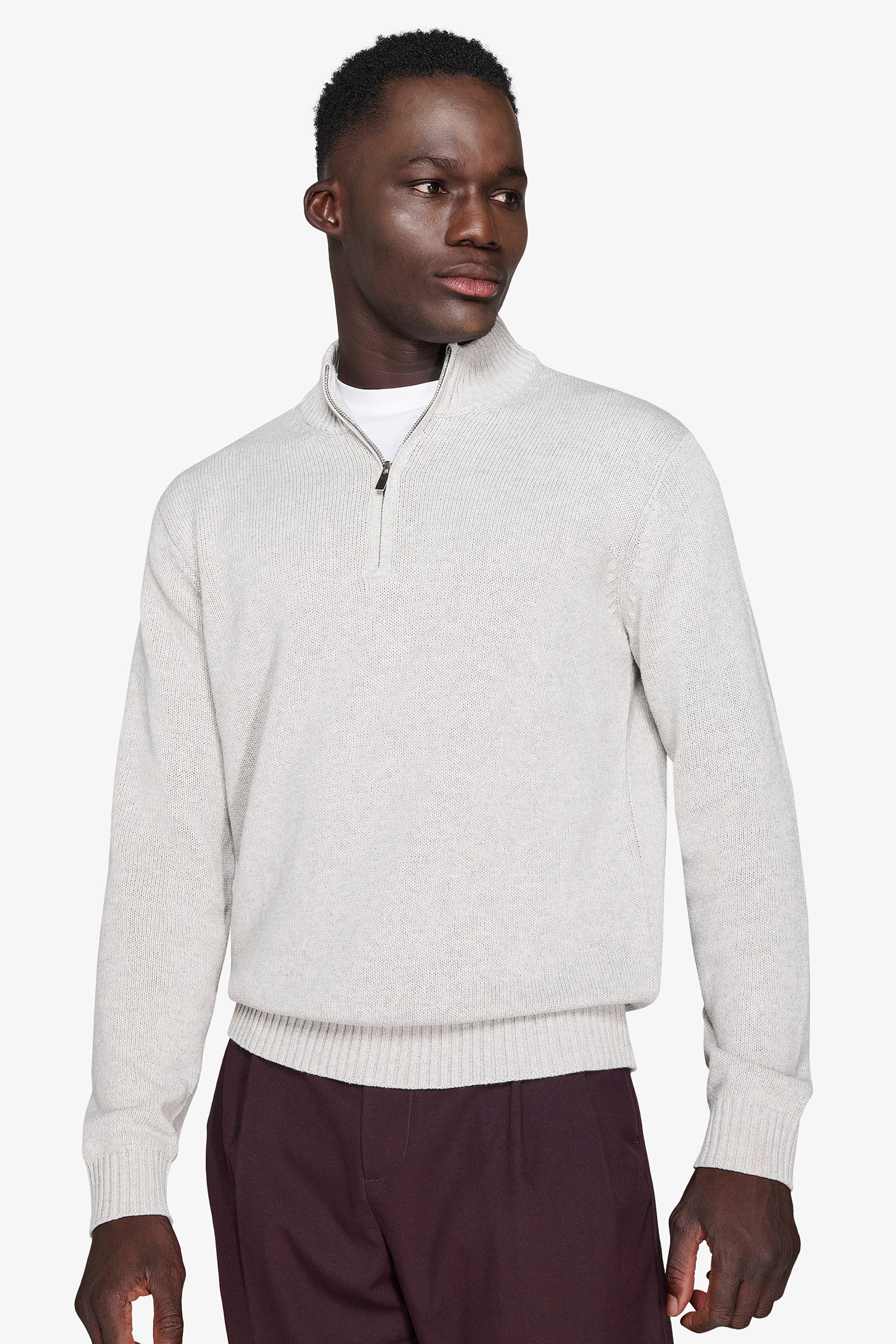Maglia half zip grigio chiaro-Dan John