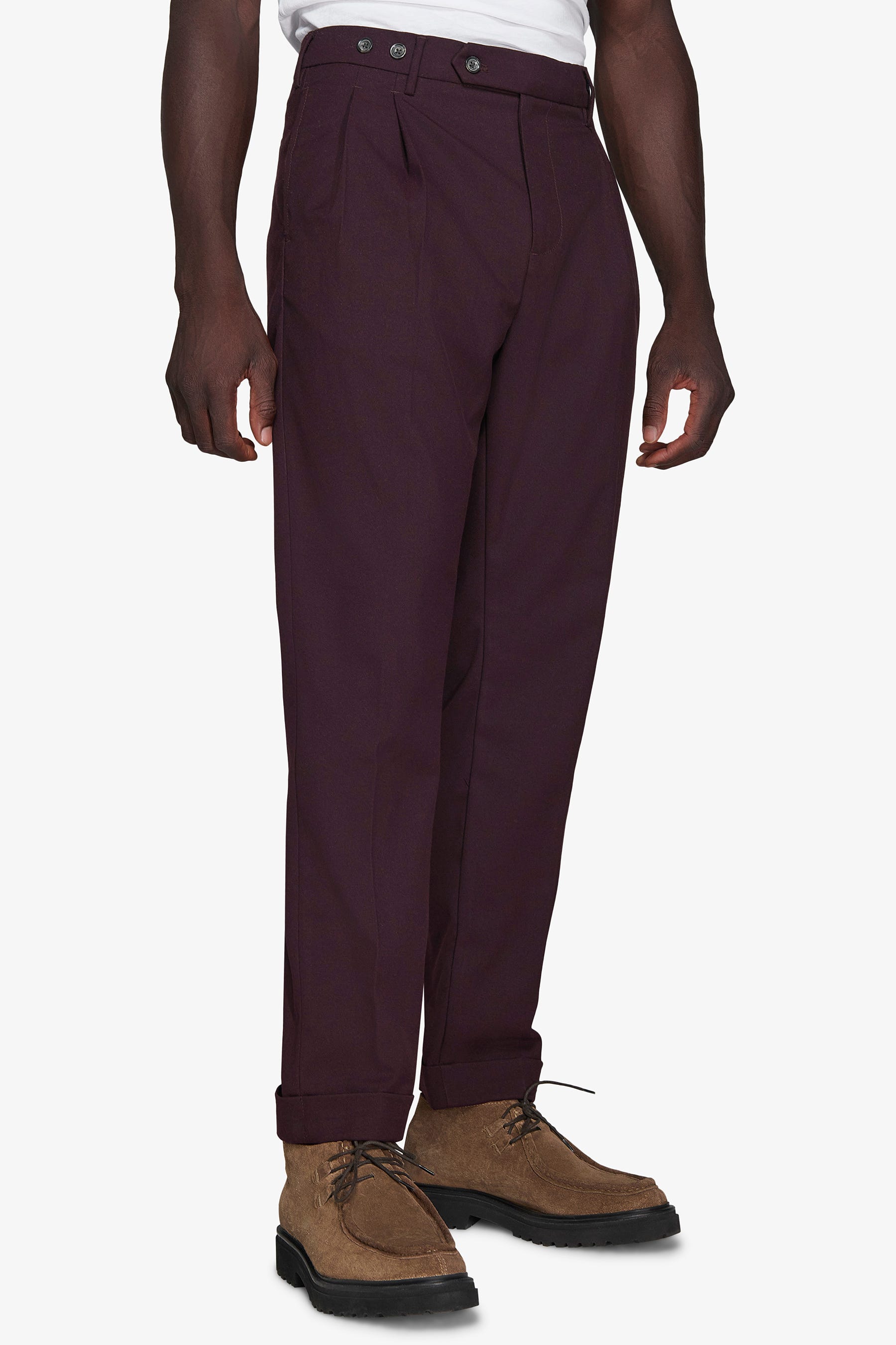 Pantaloni doppia pinces bordeaux-Dan John