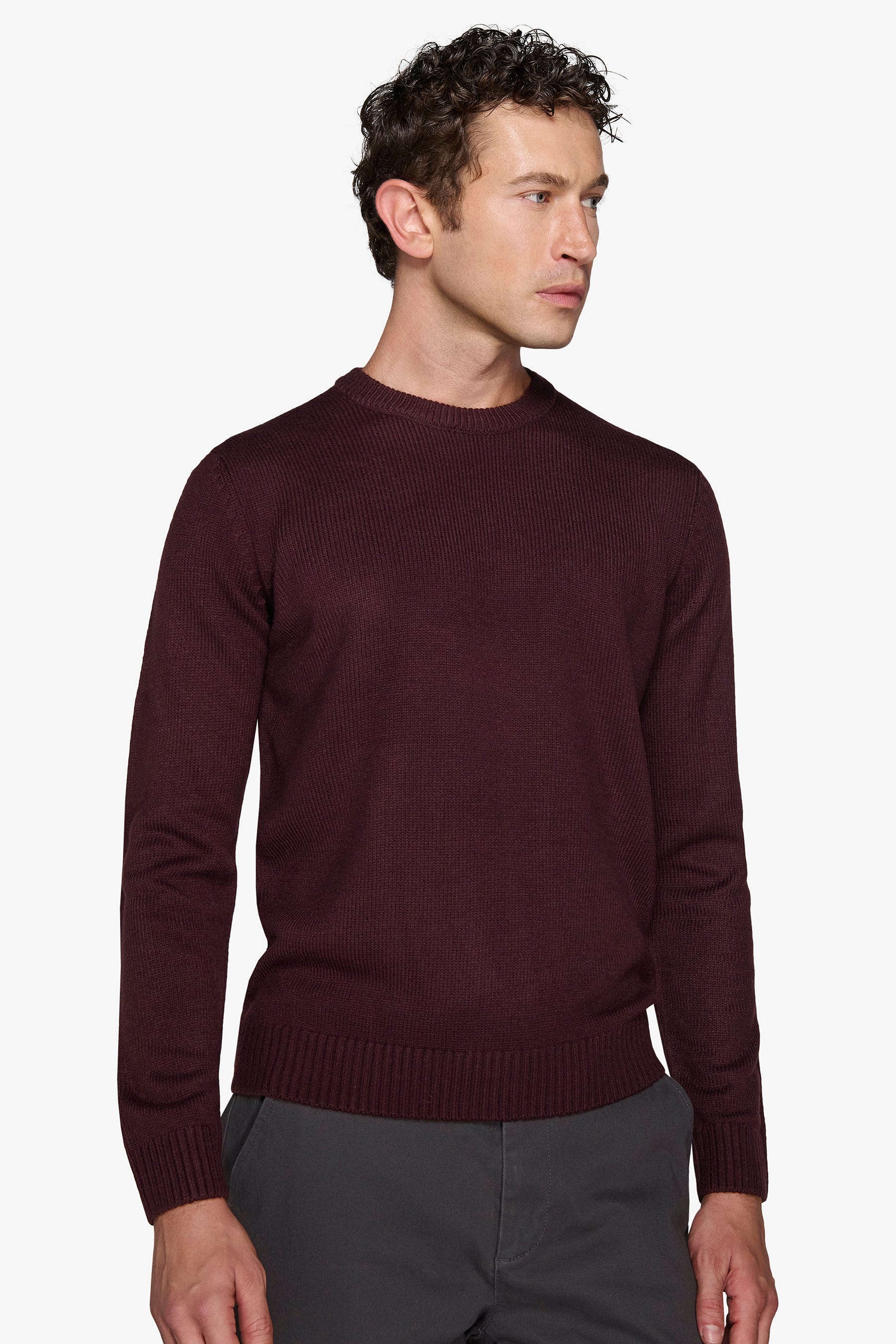 Maglia girocollo effetto lambswool bordeaux-Dan John