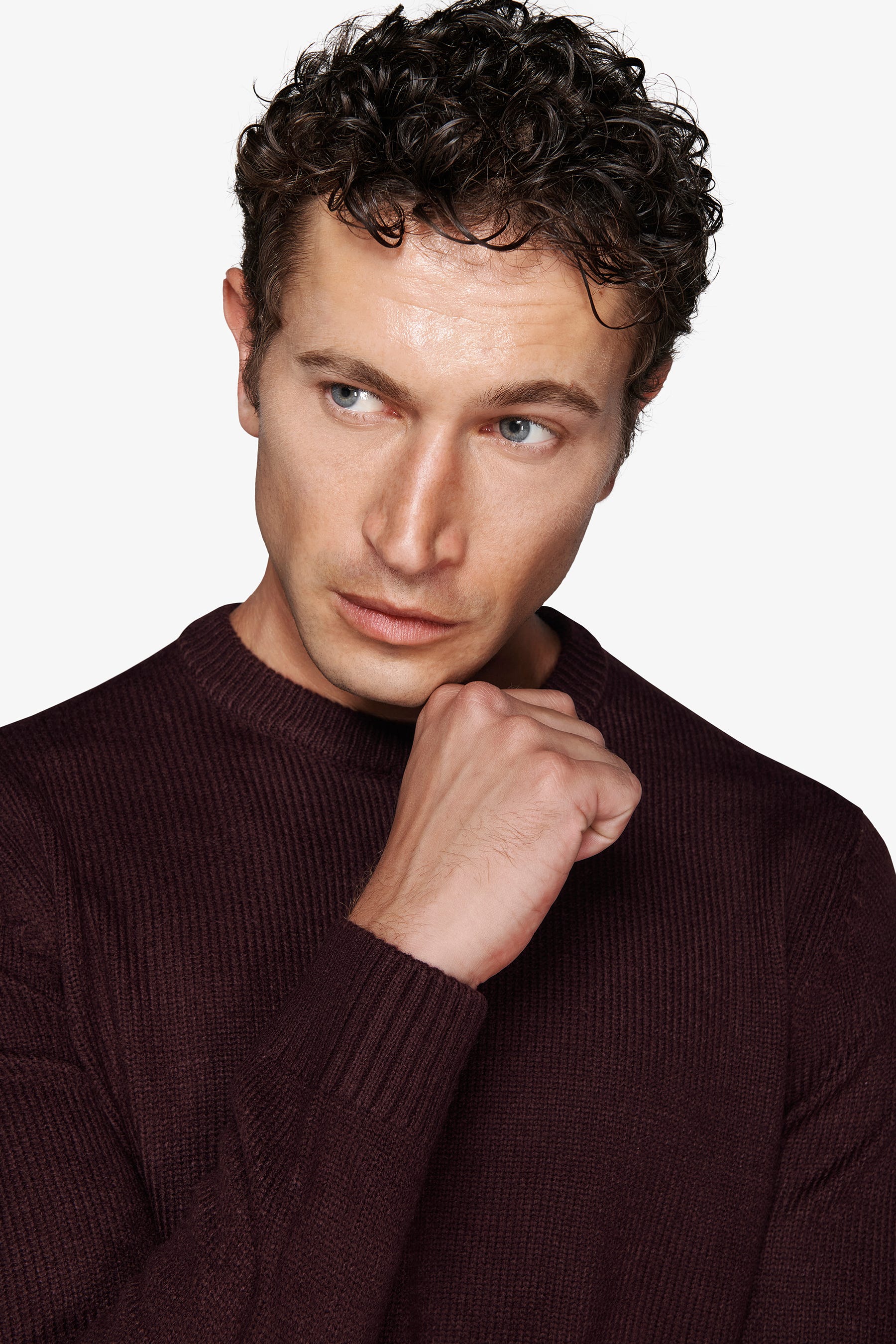 Maglia girocollo effetto lambswool bordeaux-Dan John