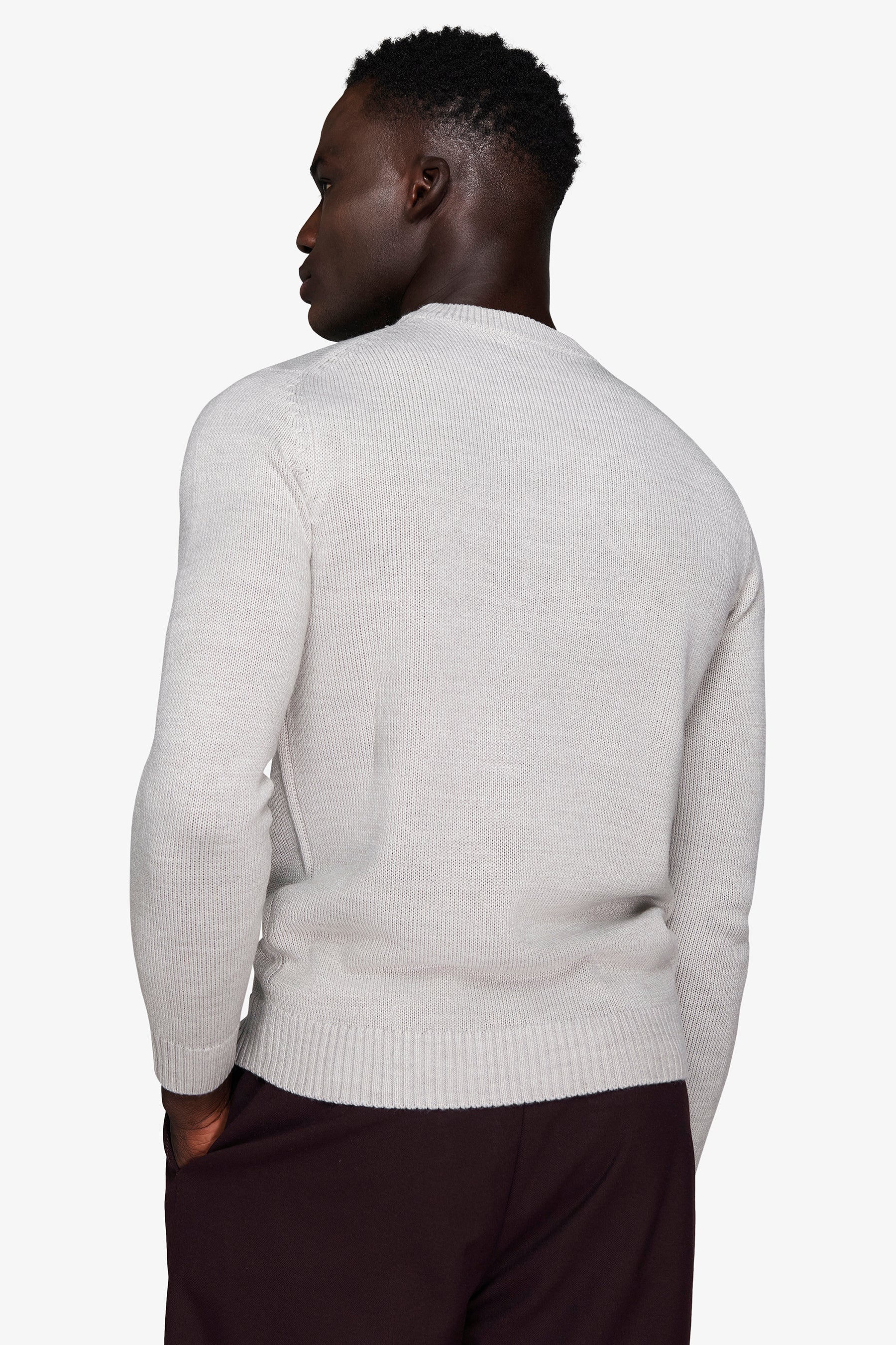 Pull col rond gris clair effet lambswool