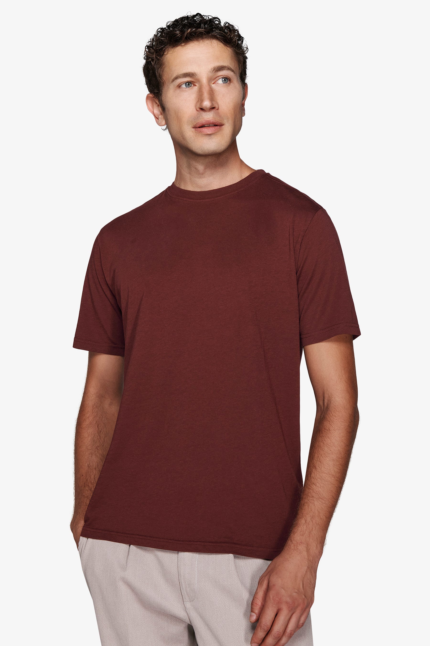 T-shirt basic in cotone leggero bordeaux-Dan John