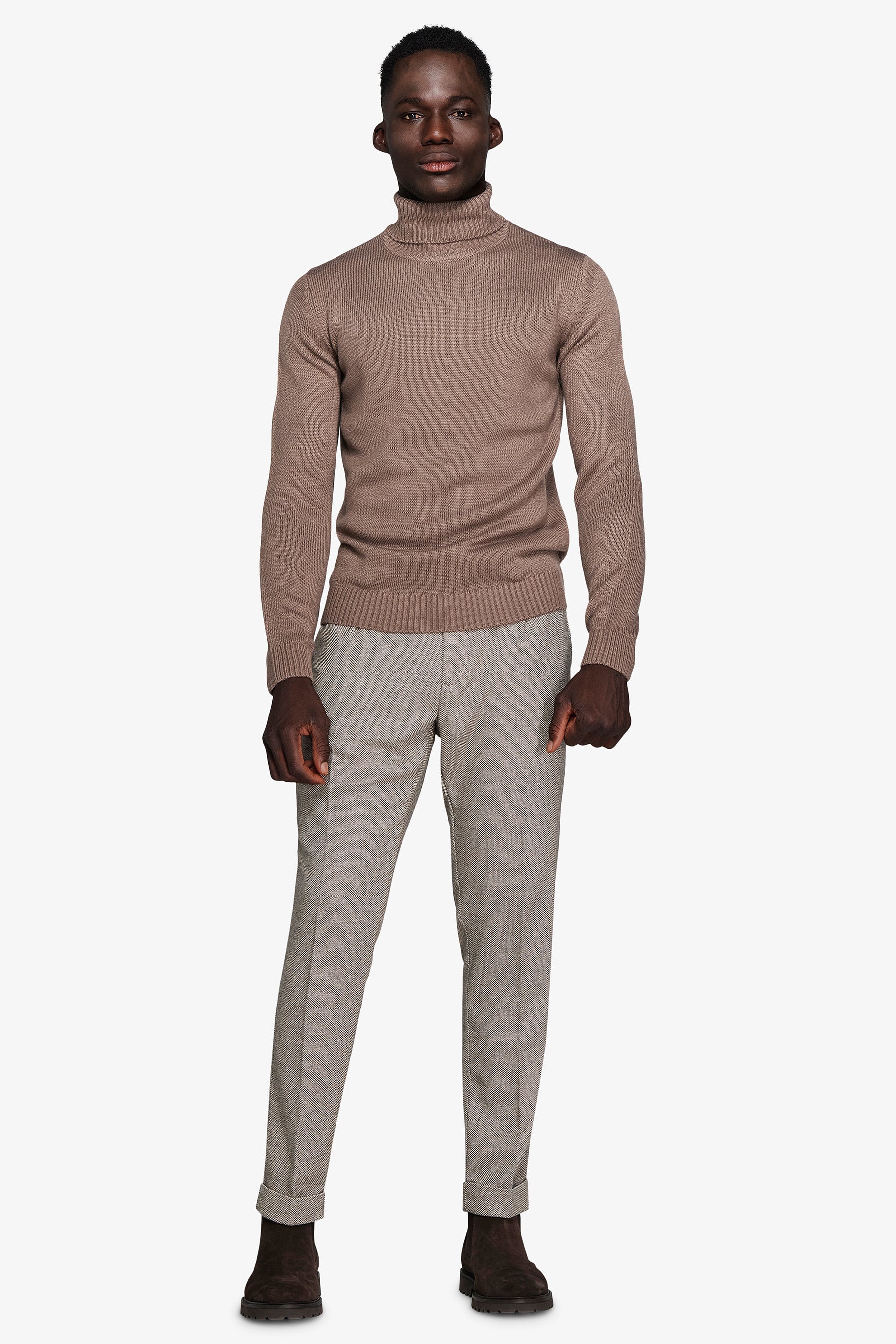 Pull à col roulé gris souris effet lambswool