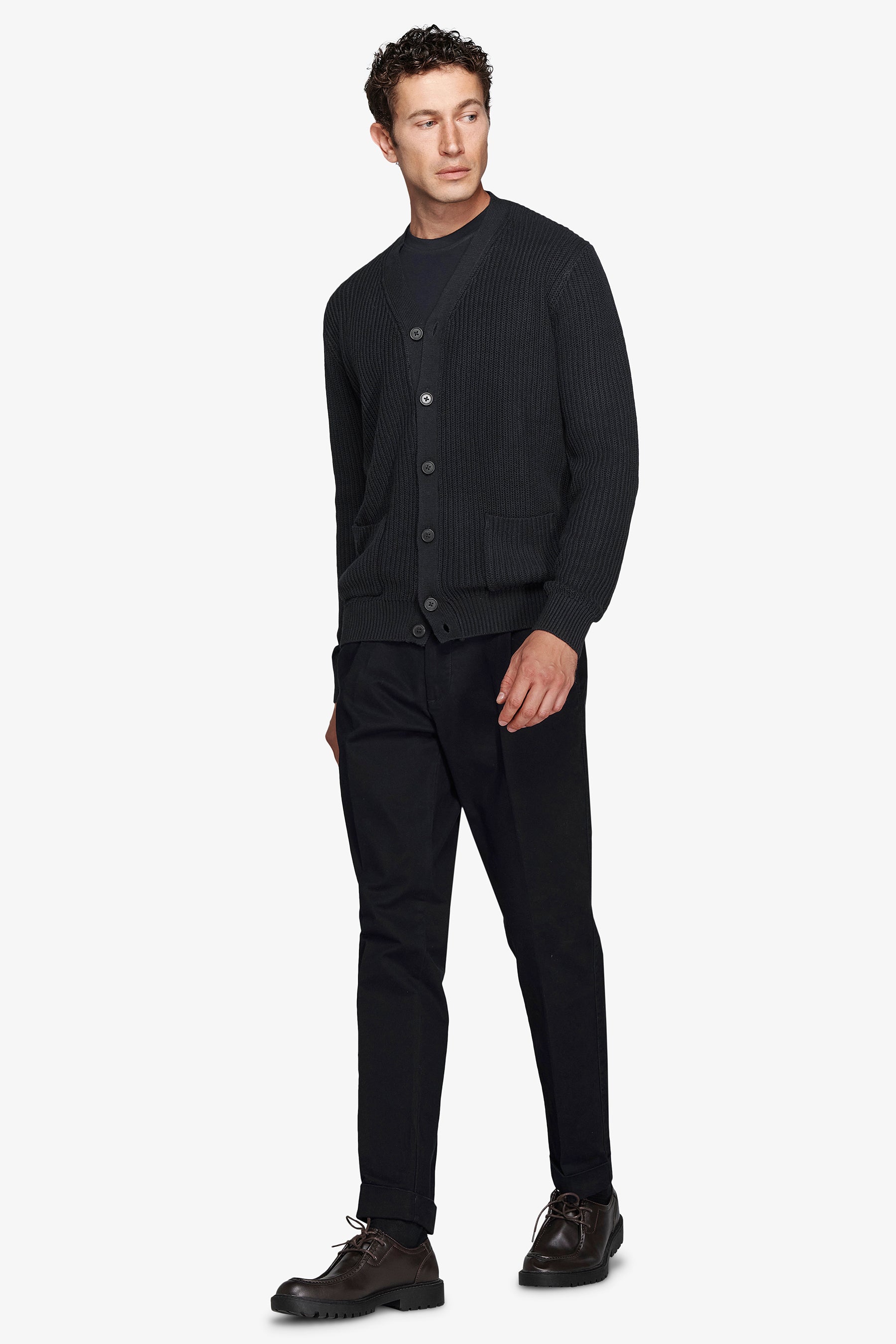 Blue English rib cardigan