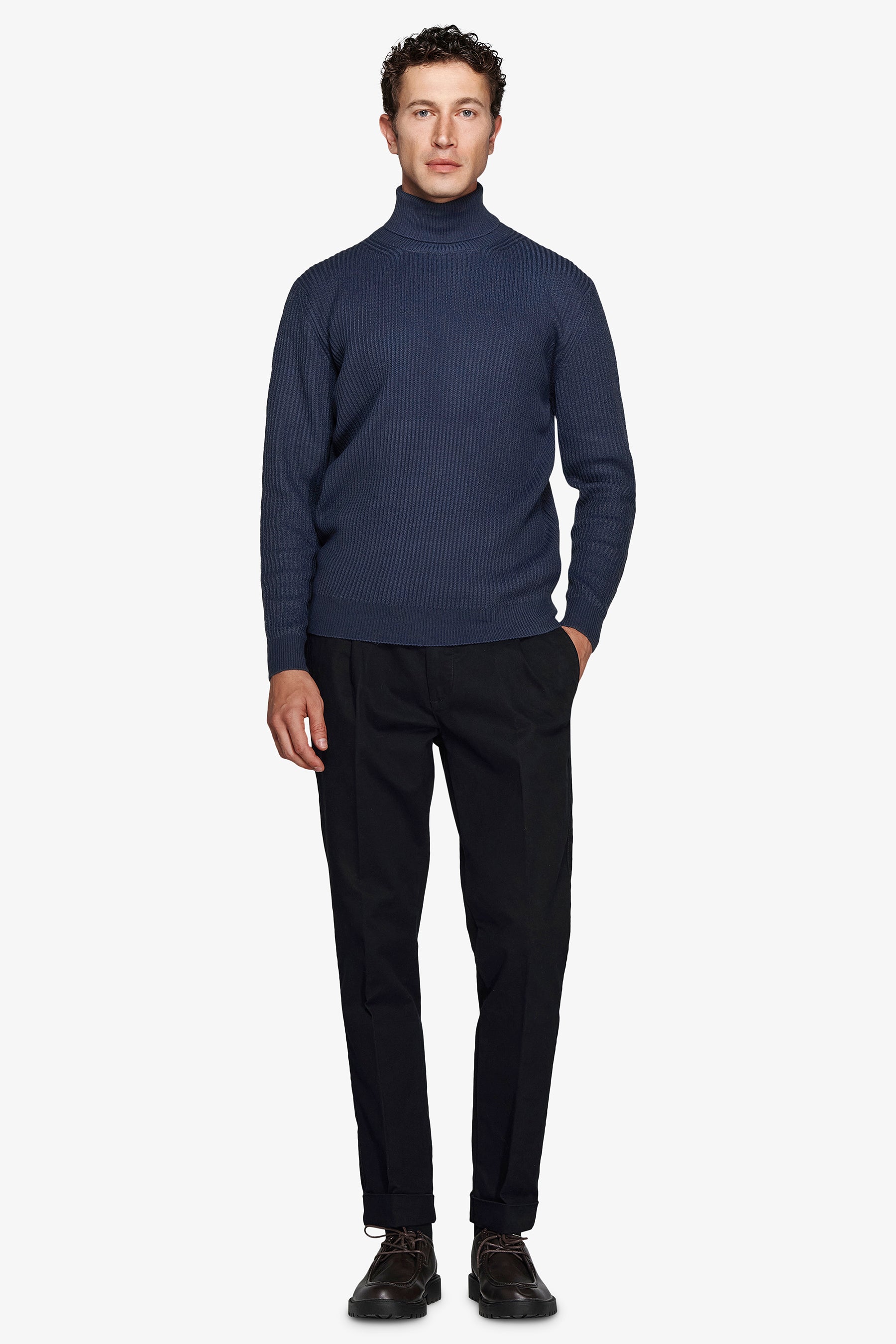Avion blue English-rib turtleneck sweater
