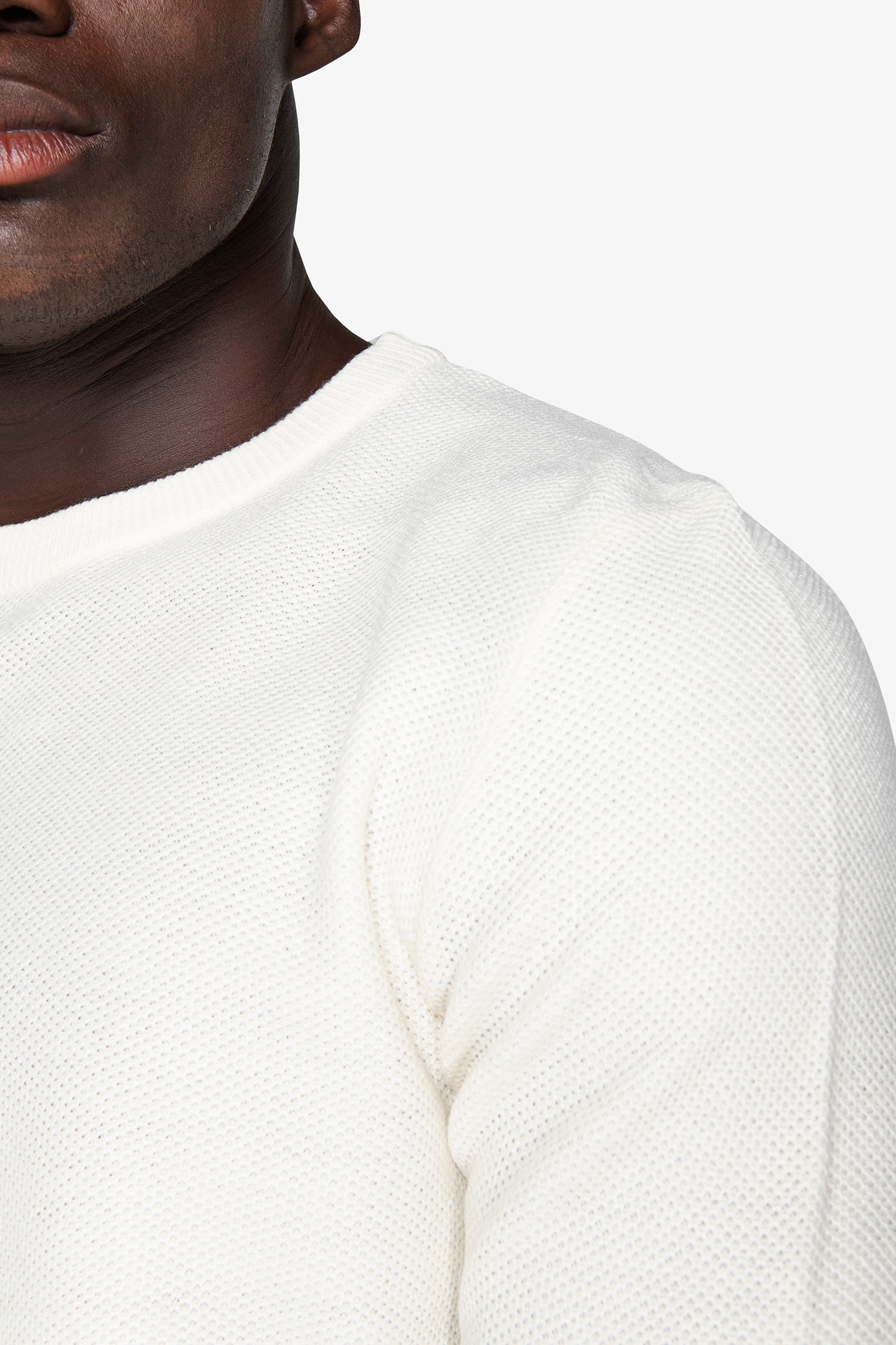 Maglia girocollo armaturata chicco riso panna-Dan John