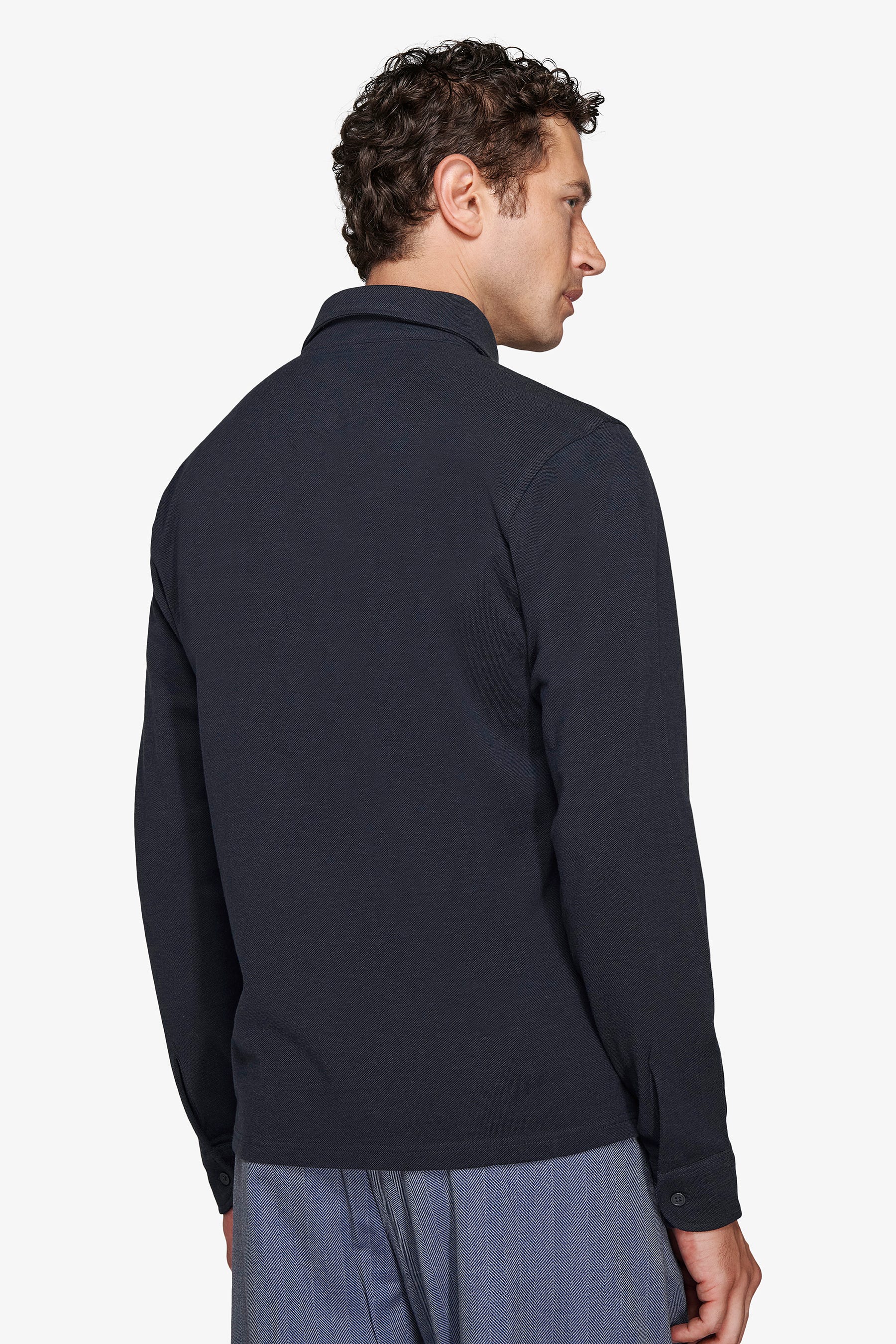 Polo piquet stretch con collo camicia avion-Dan John