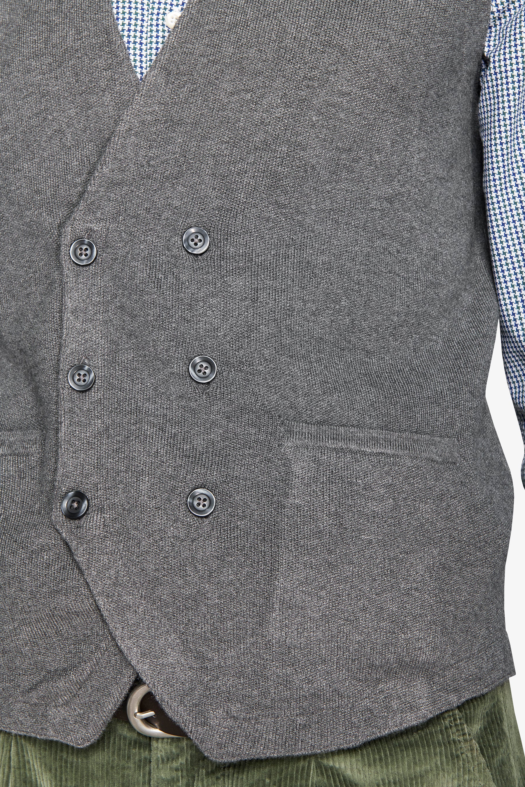 Gray double-breasted knitted waistcoat