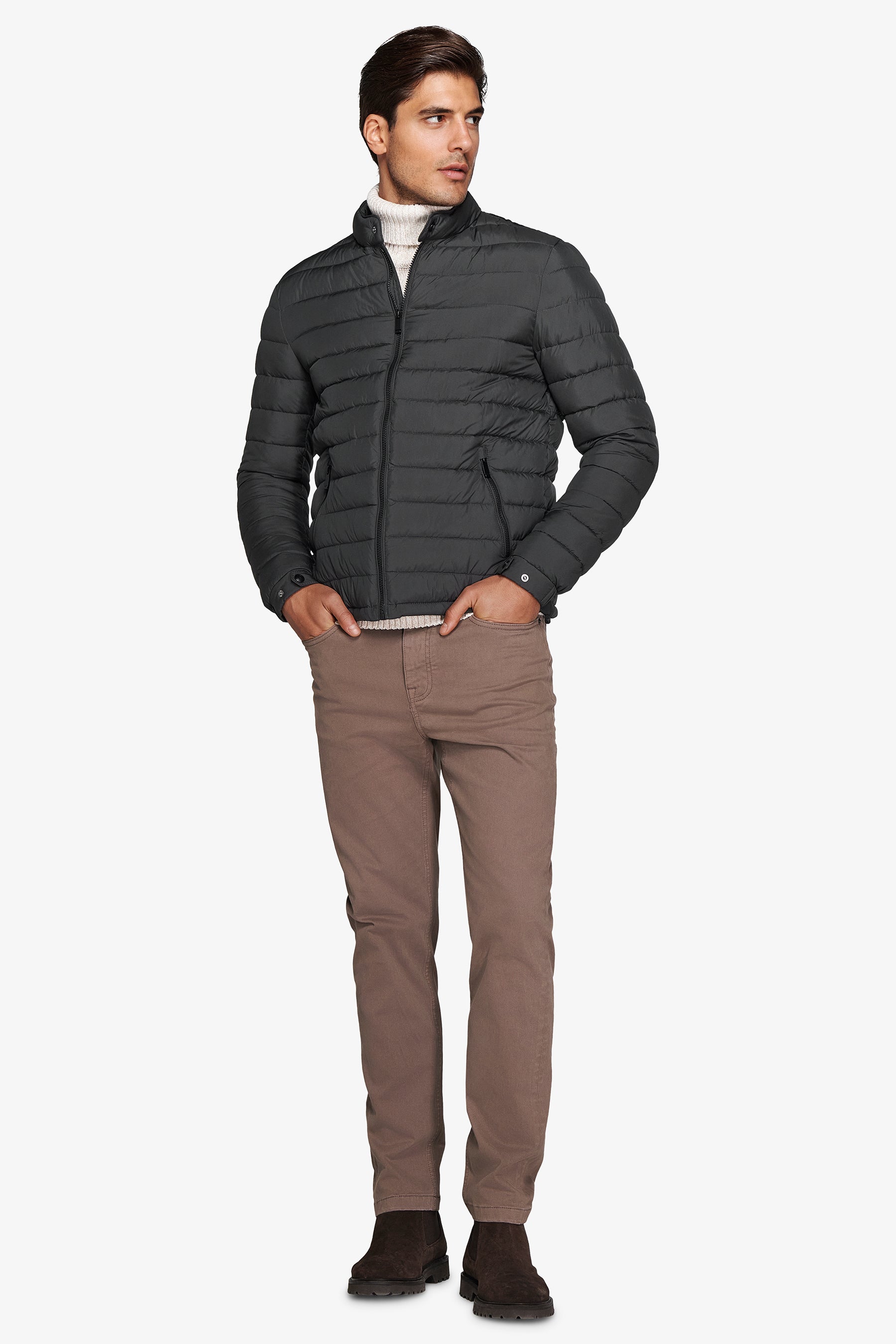 Piumino full zip trapuntato verde