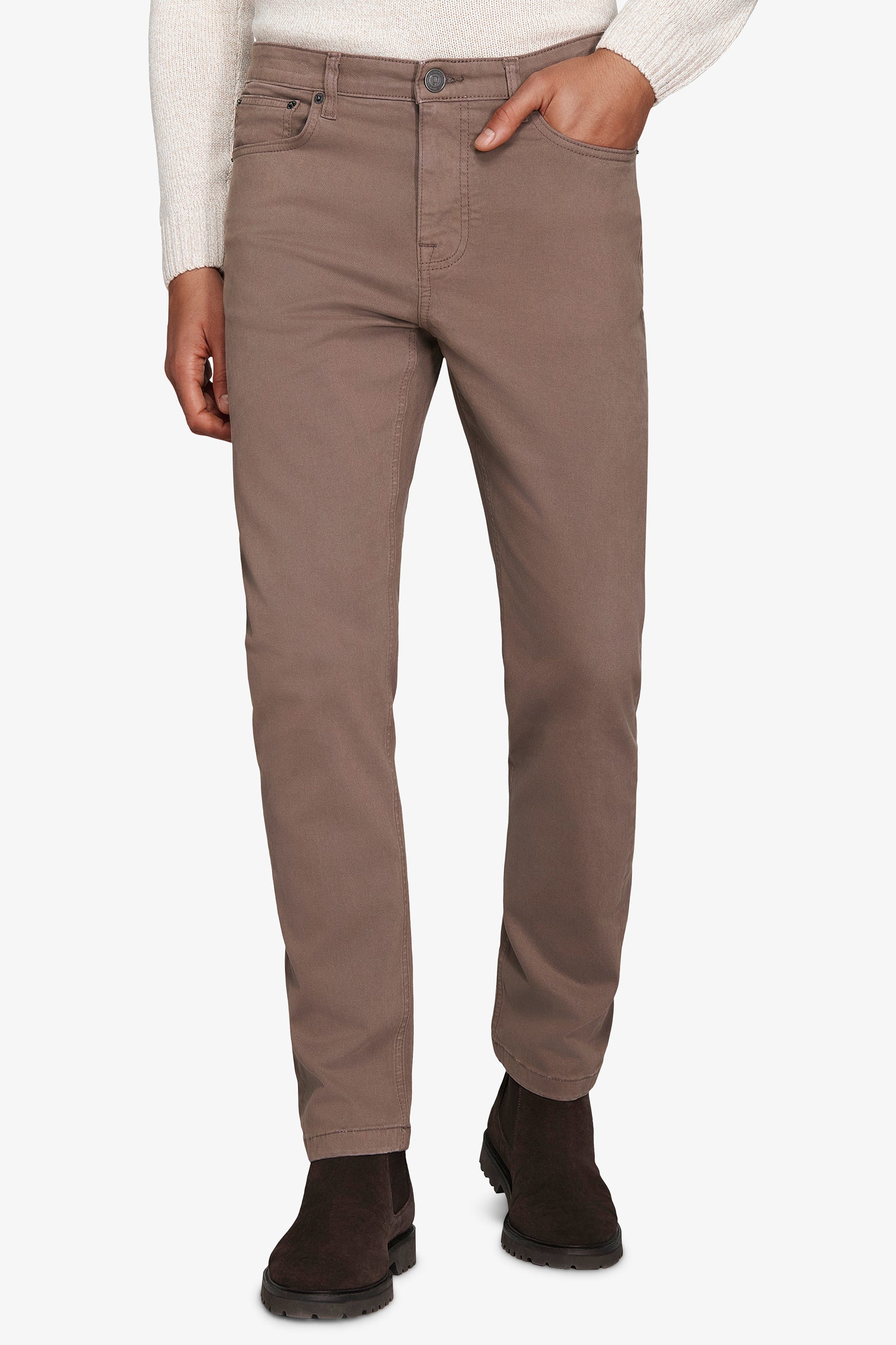 Pantaloni 5 tasche taupe-Dan John