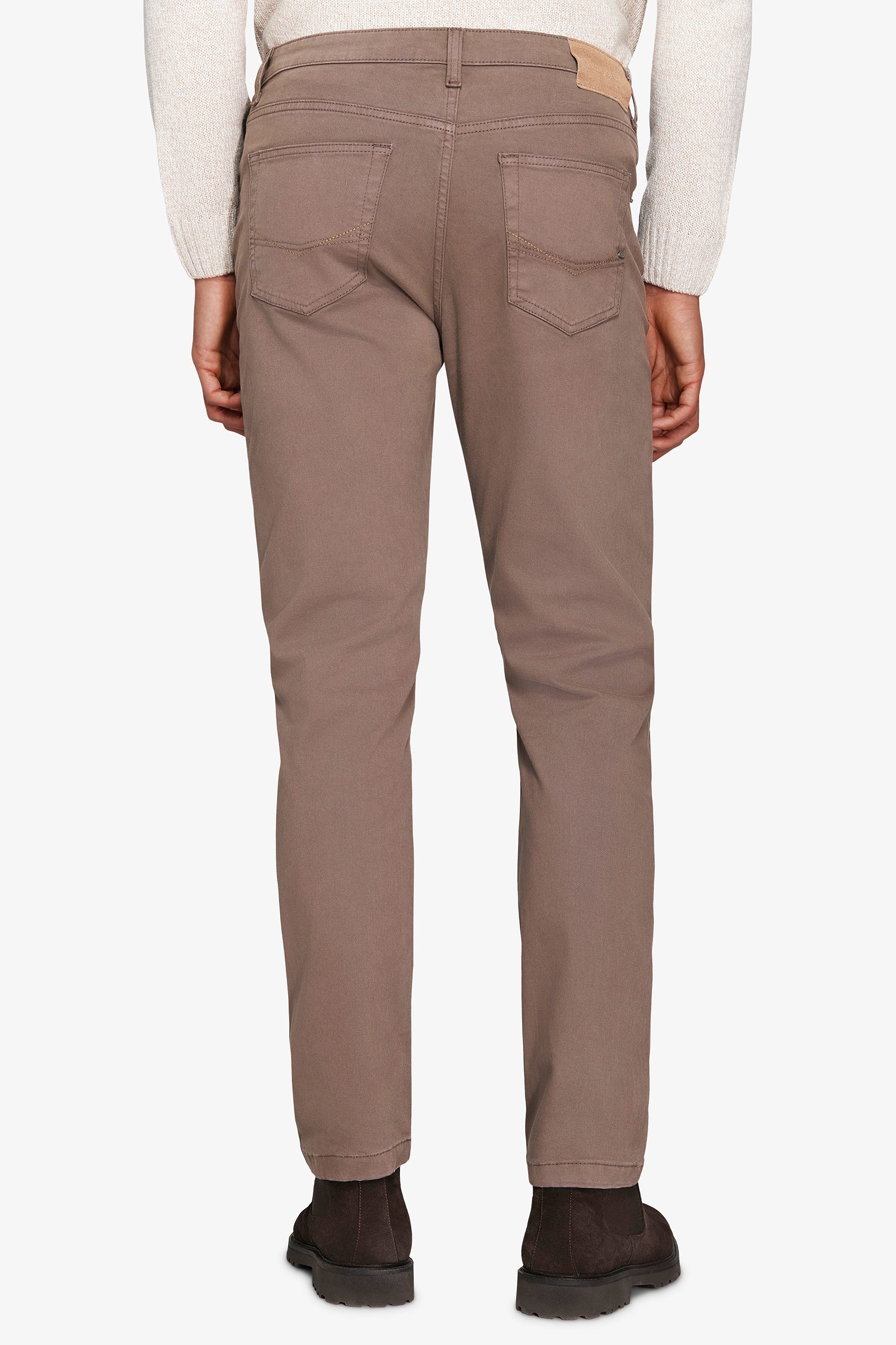 Pantaloni 5 tasche taupe-Dan John