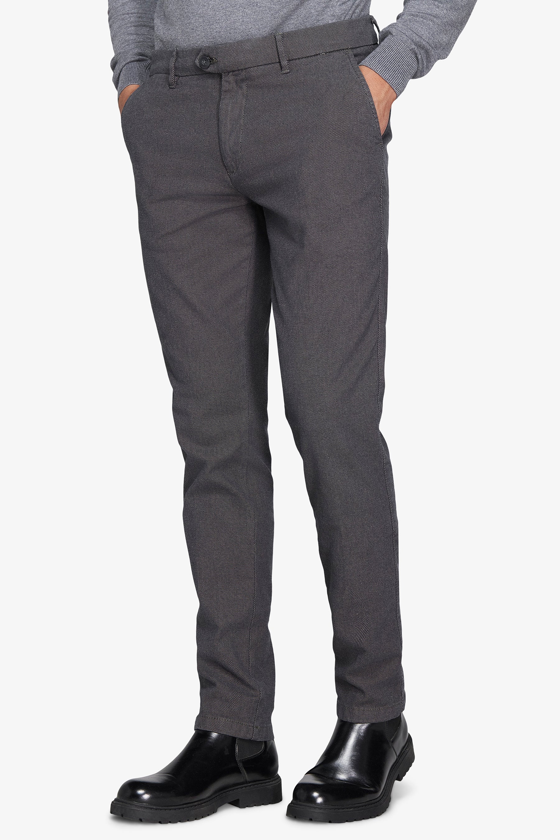 Gray textured trousers