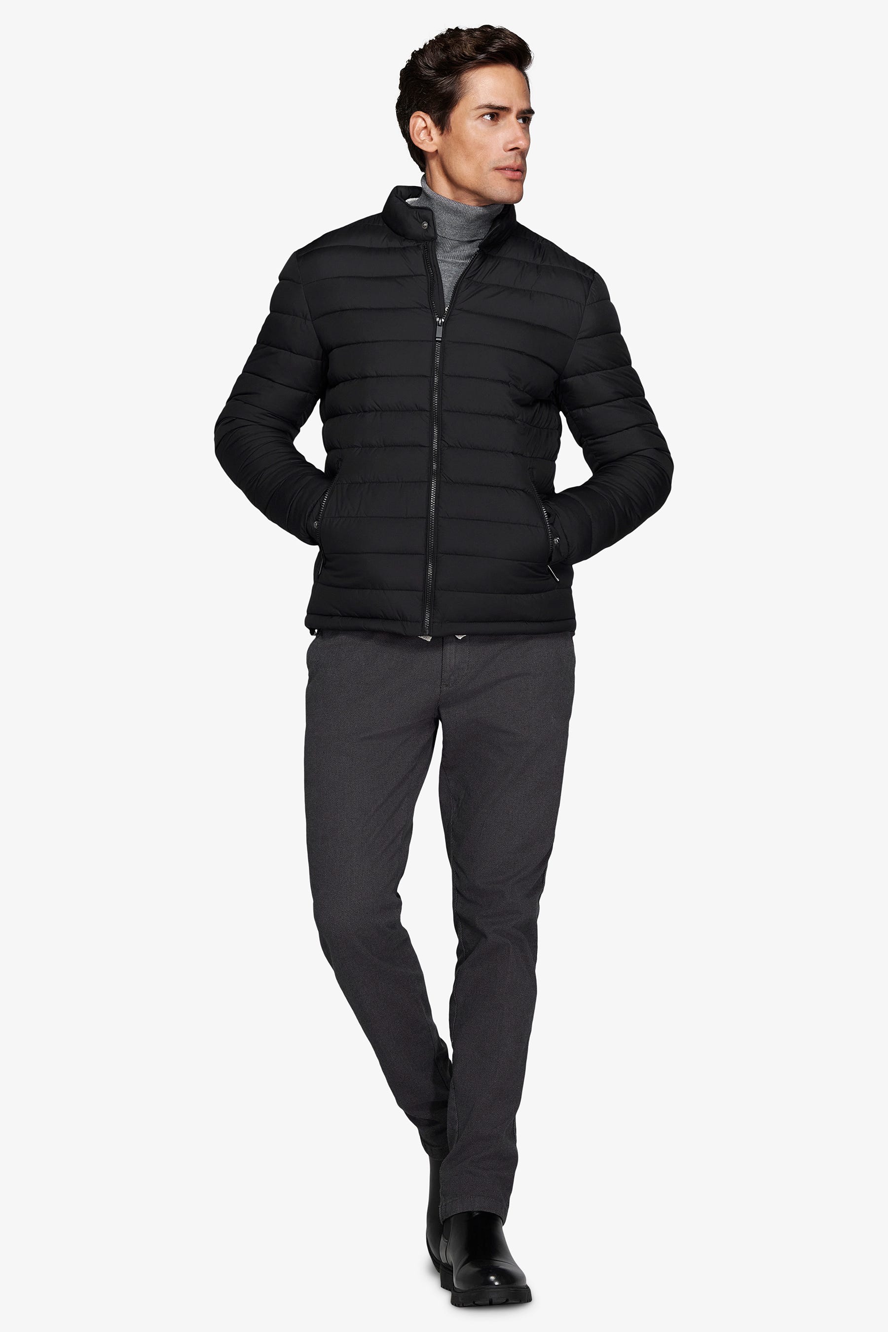 Piumino full zip trapuntato nero-Dan John