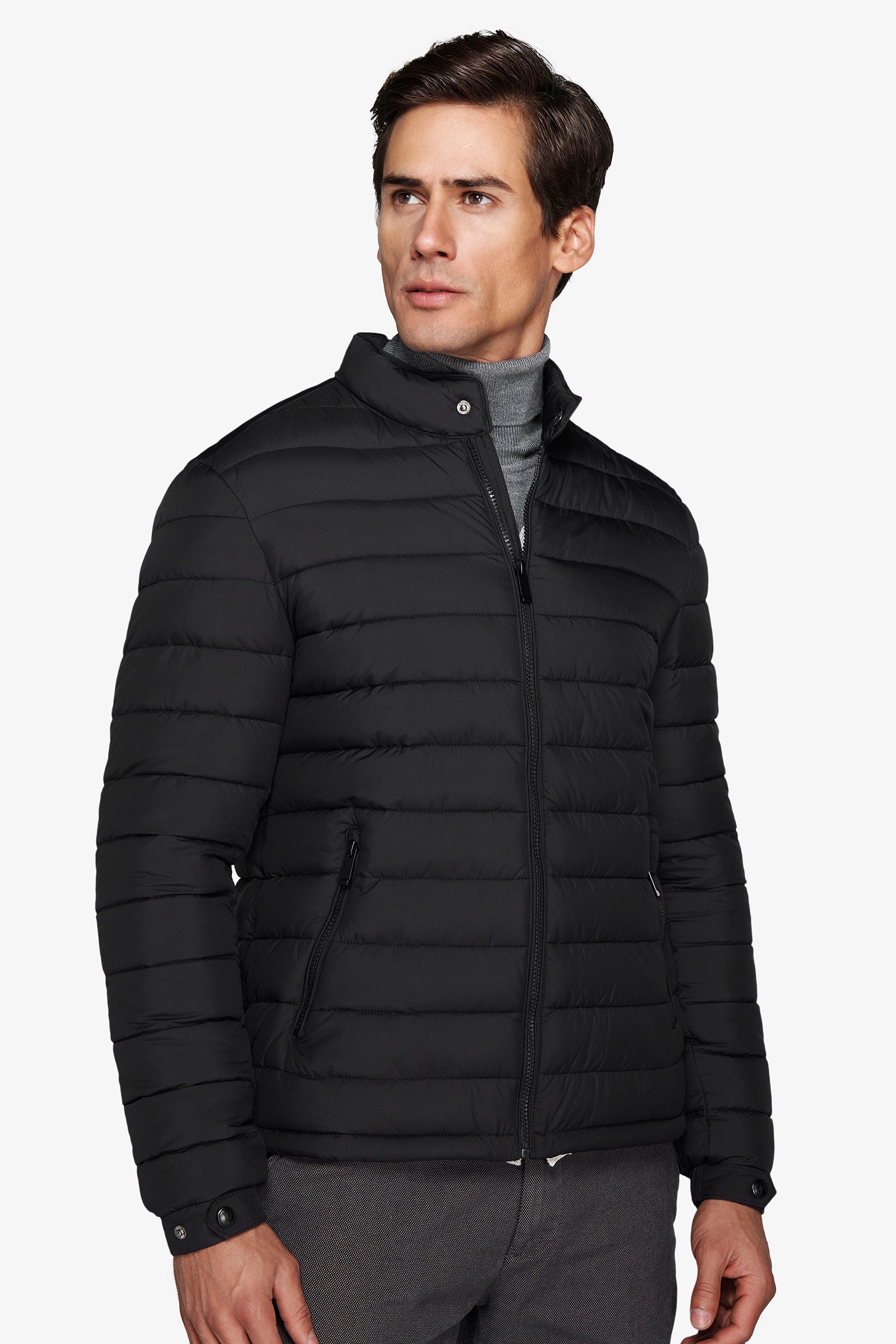 Piumino full zip trapuntato nero-Dan John