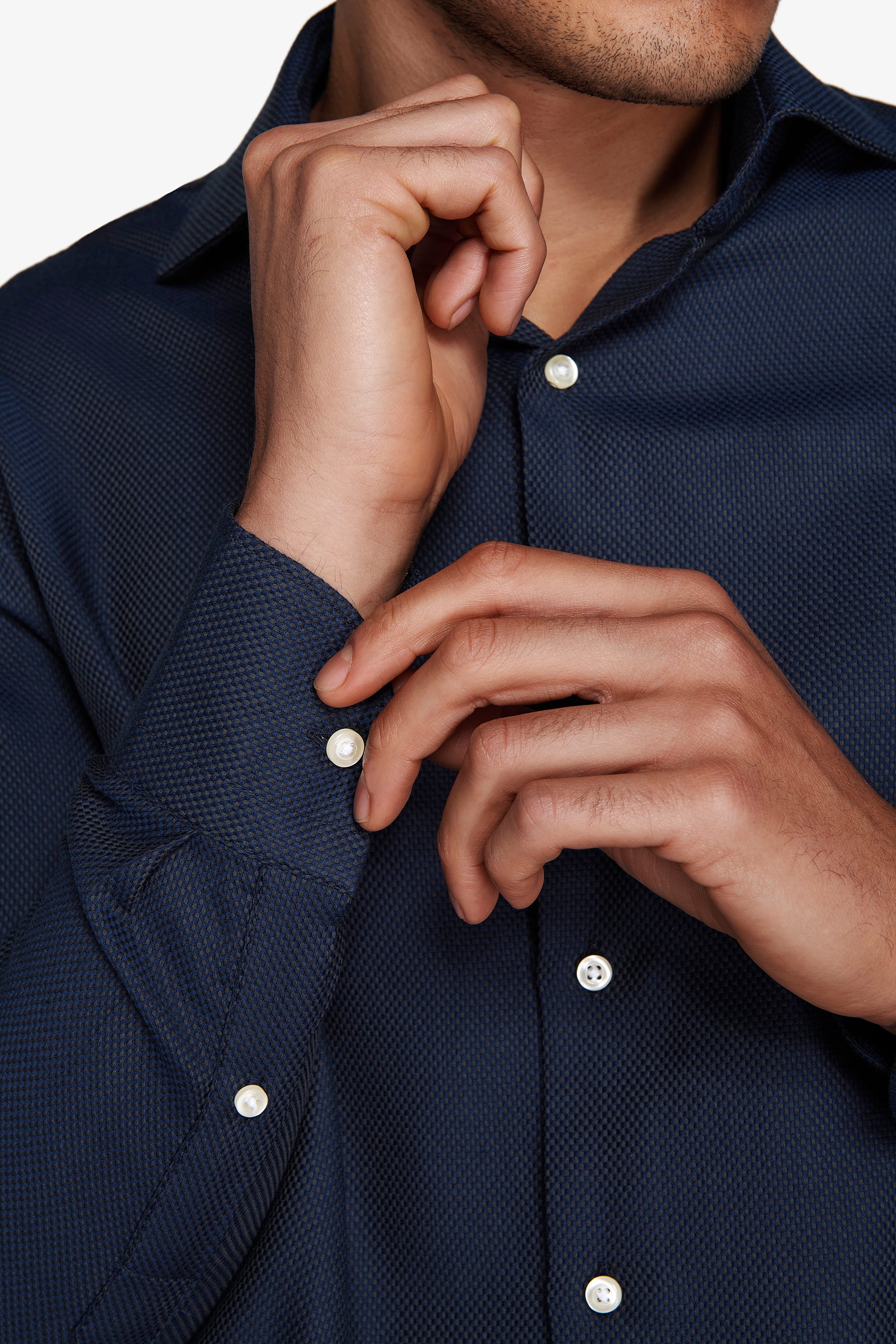 Camicia "la Picoco" operata blu slim-Dan John