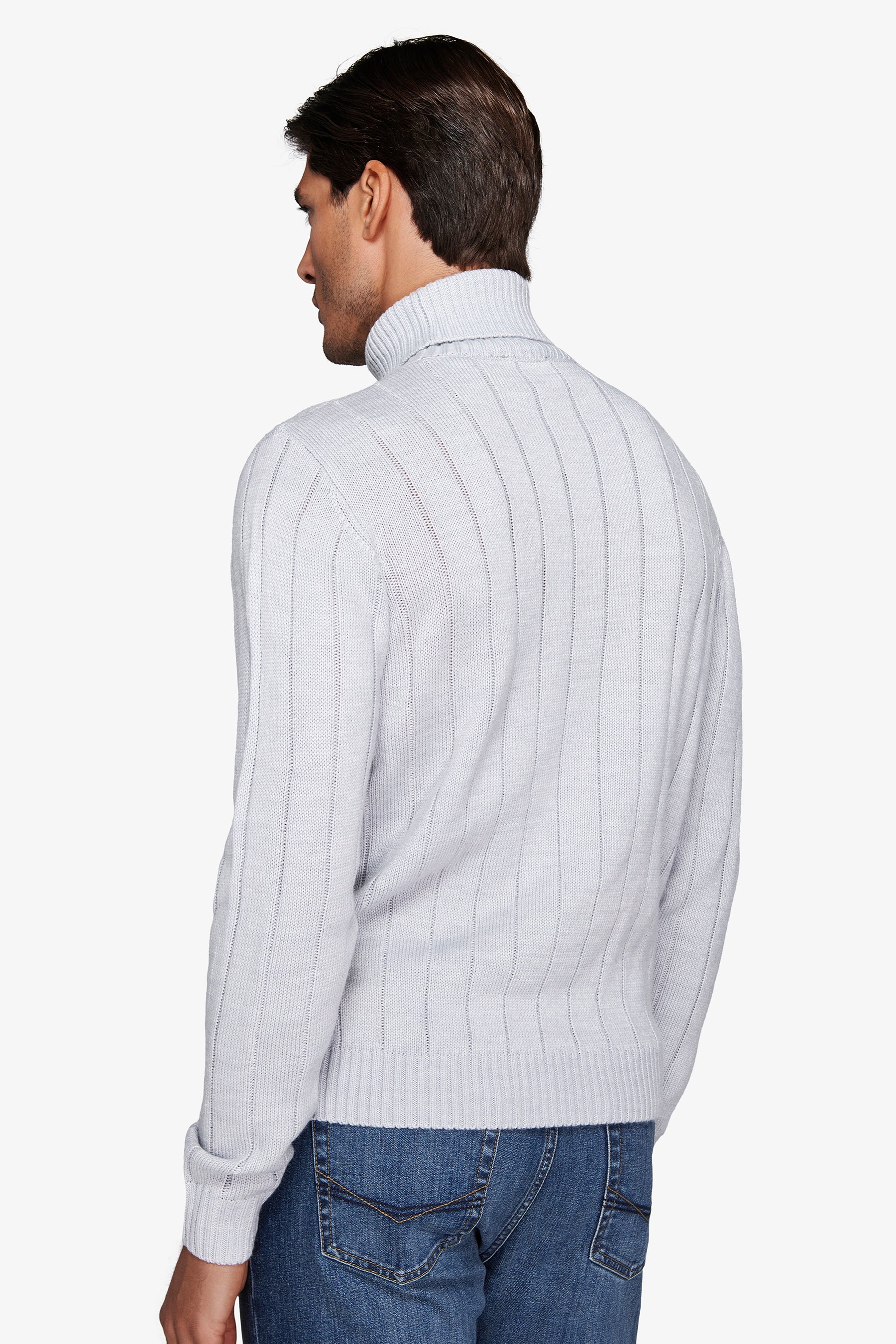 Pull à col roulé torsadé gris clair