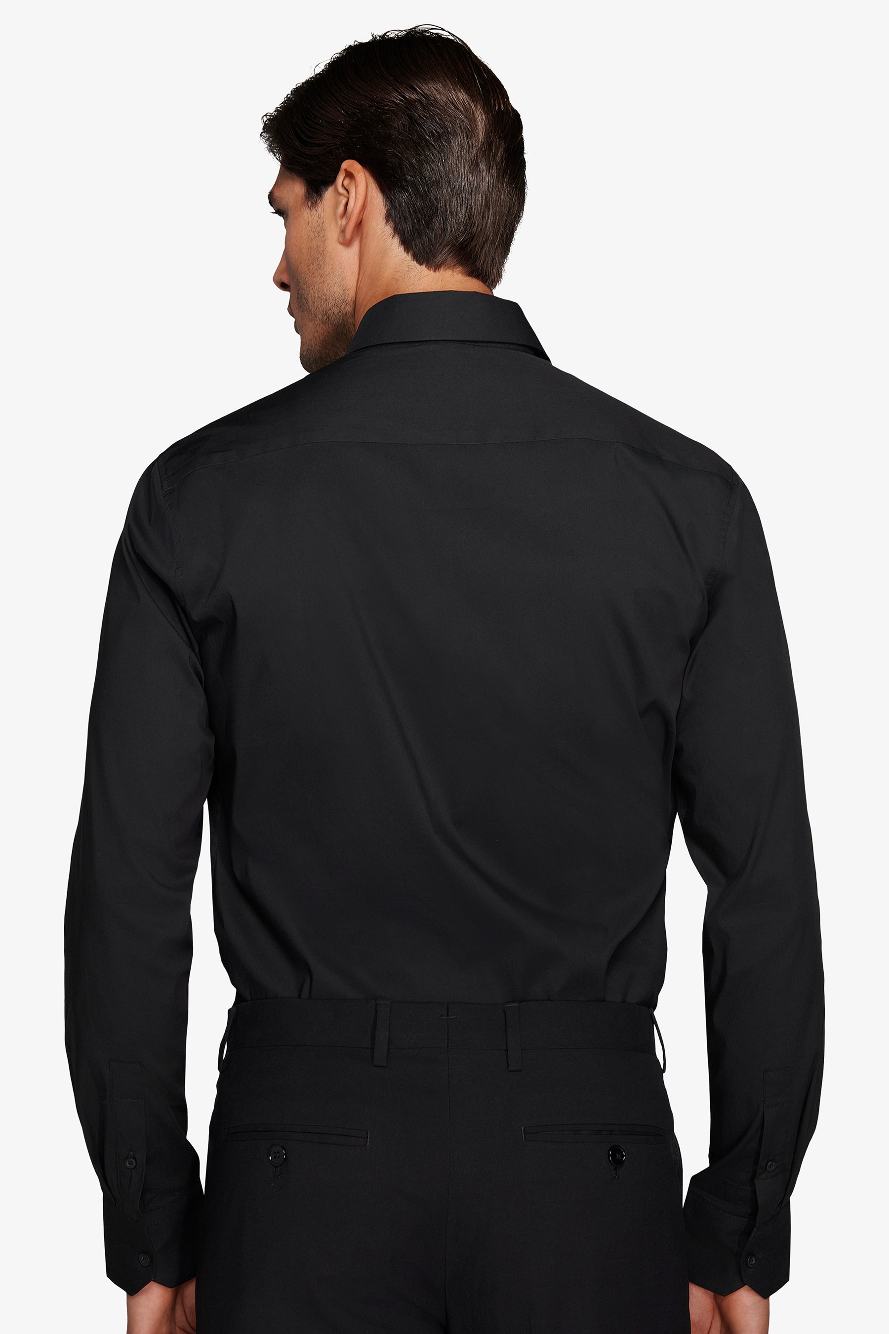 Chemise unie stretch noire