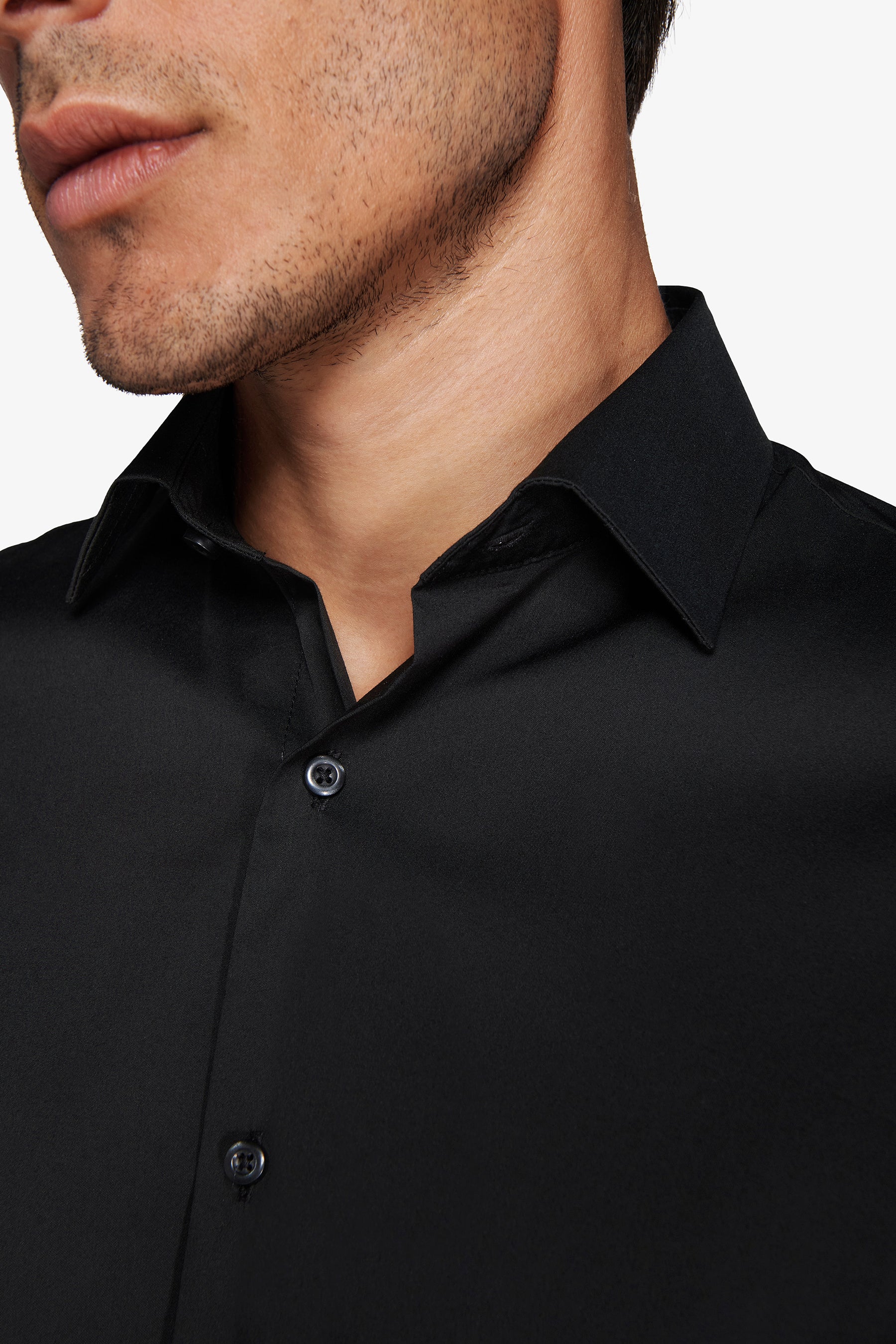 Camicia stretch unita nera slim