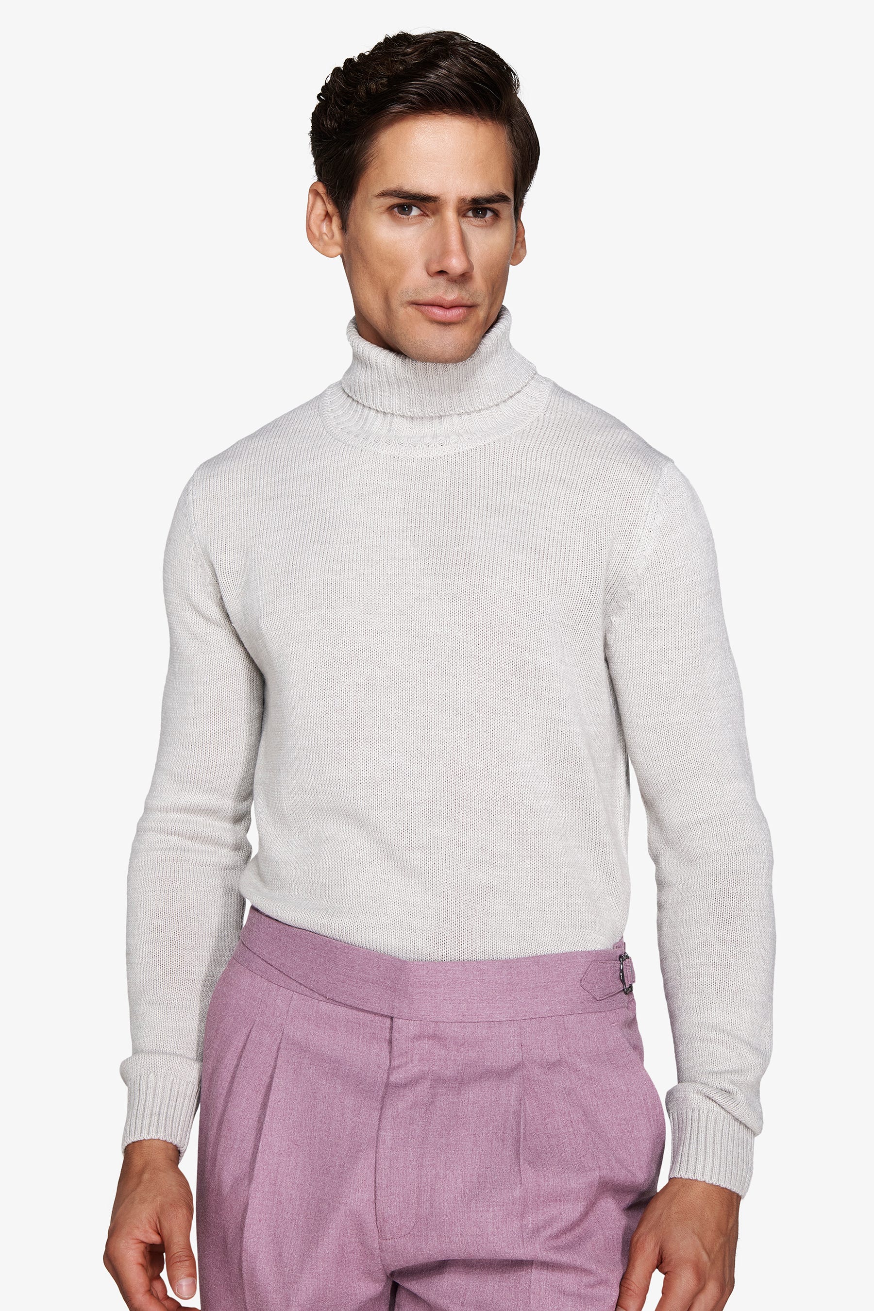 Maglia dolcevita effetto lambswool grigio chiaro-Dan John