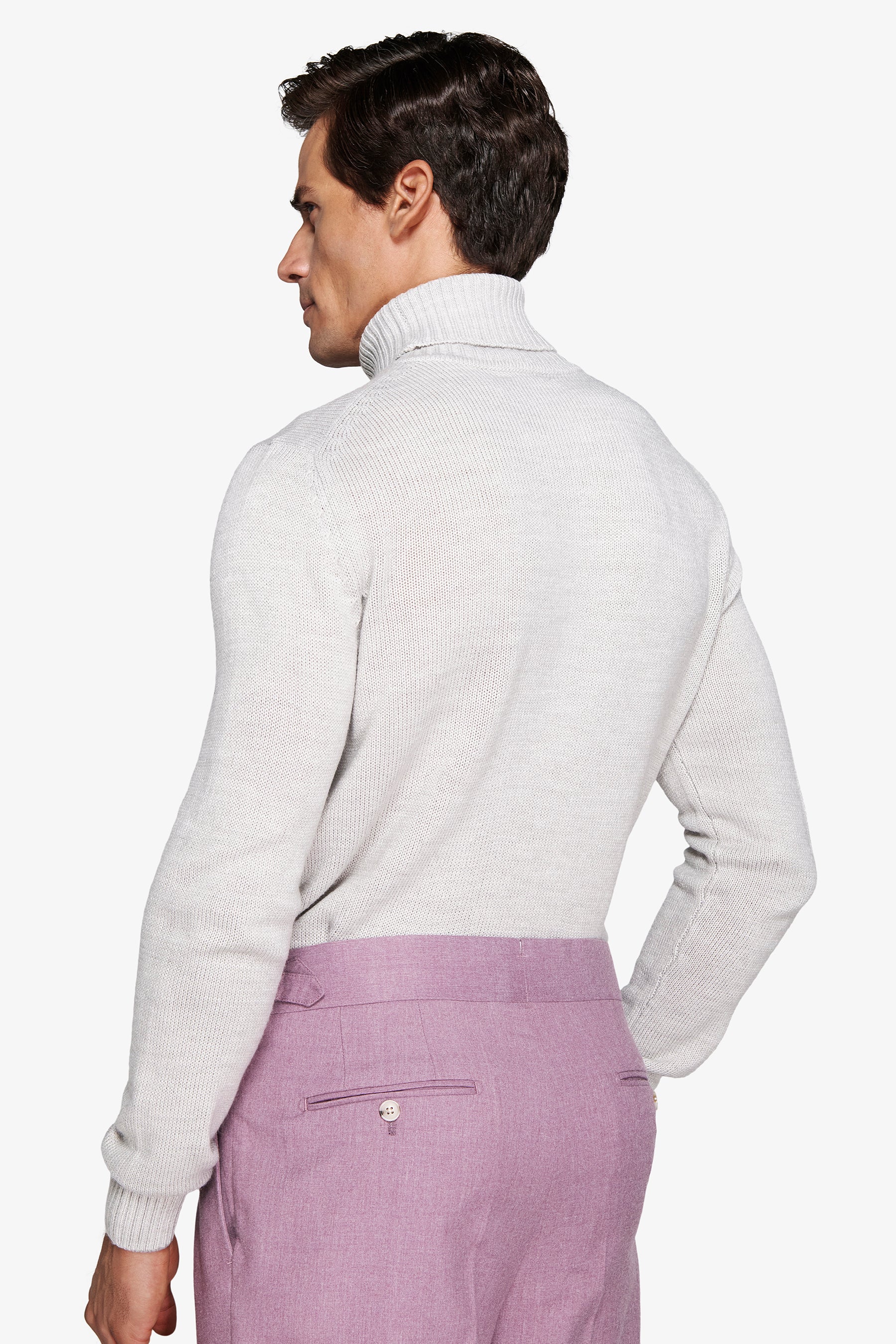 Pull à col roulé gris clair effet lambswool