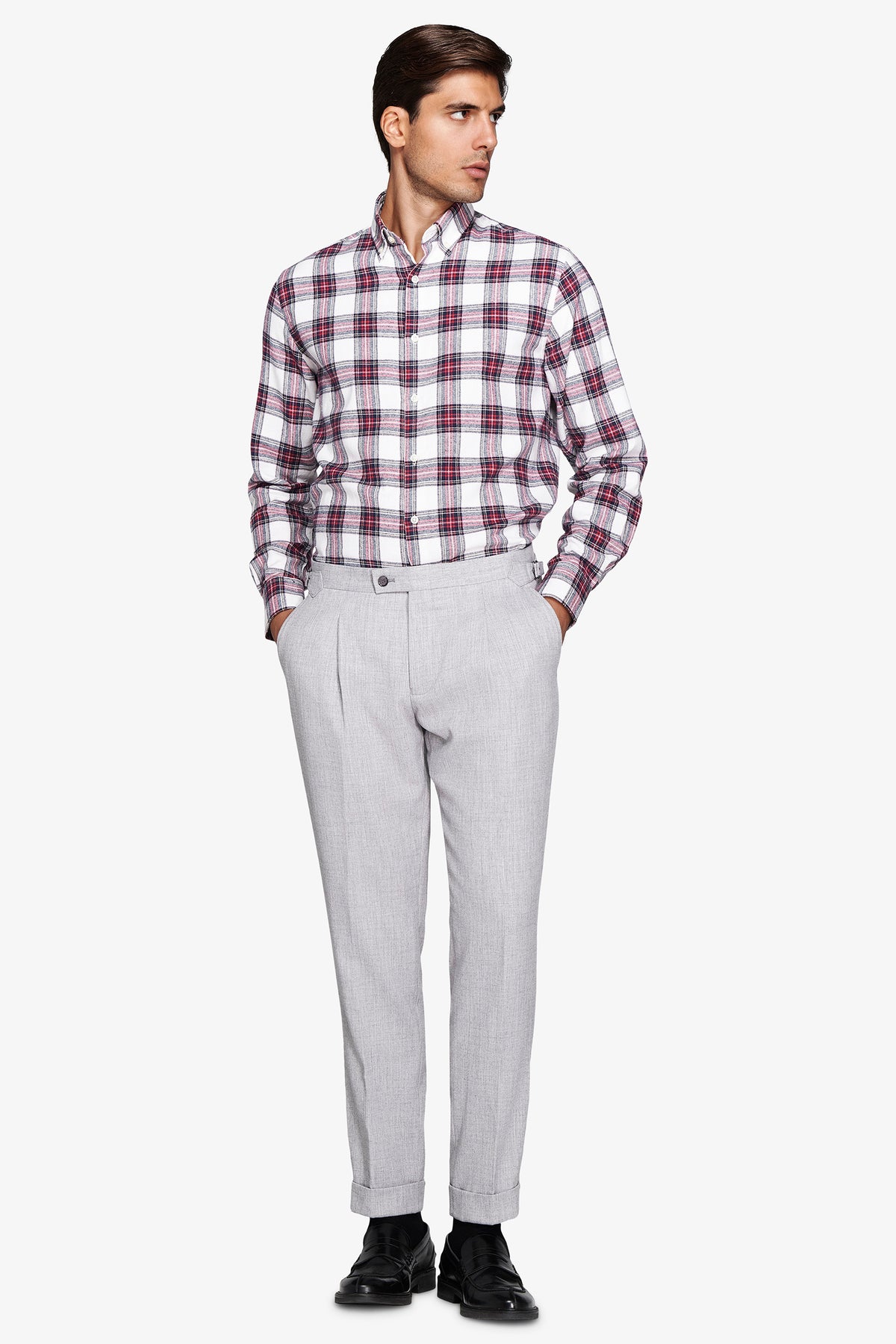 CAMICIA FLANELLA QUADRI BORDEAUX-Dan John