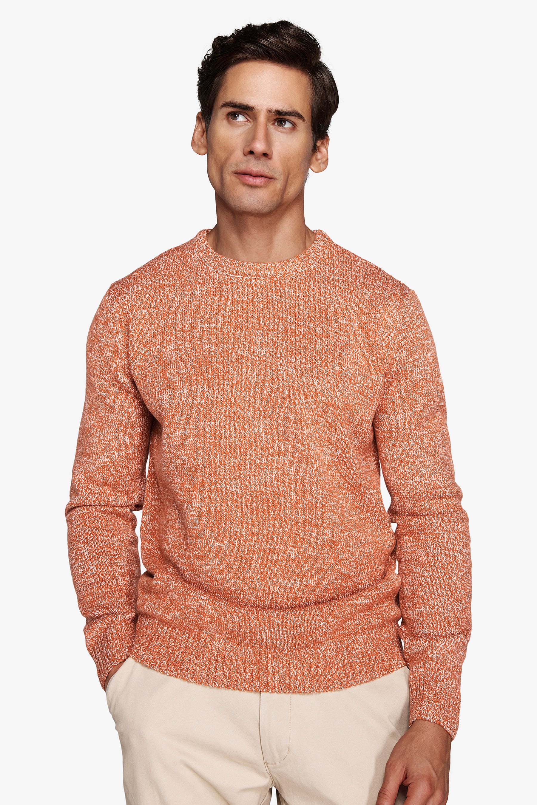 Maglia girocollo mouline' arancio-Dan John
