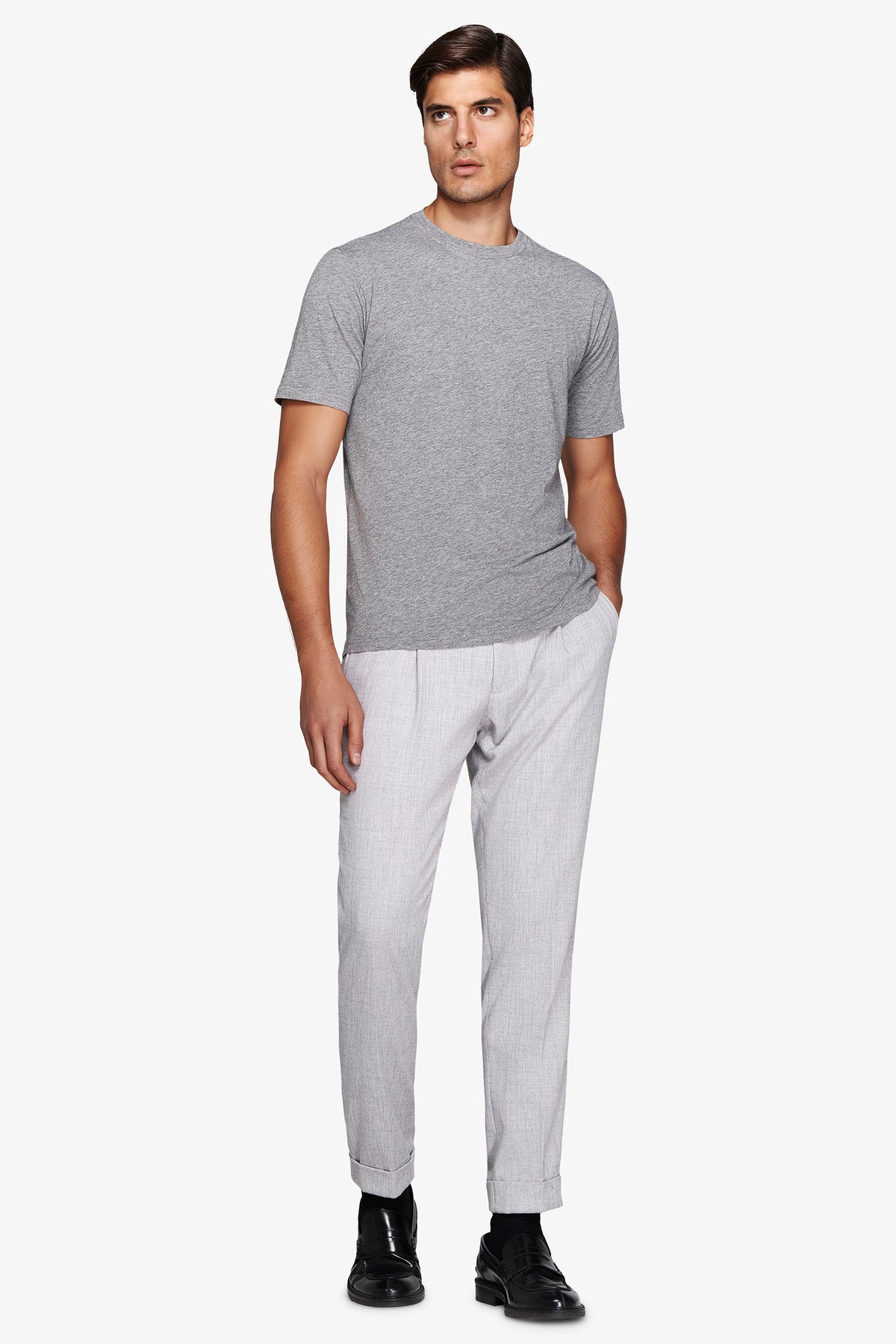 T-SHIRT BASICA M/C GRIGIO MEDIO-Dan John