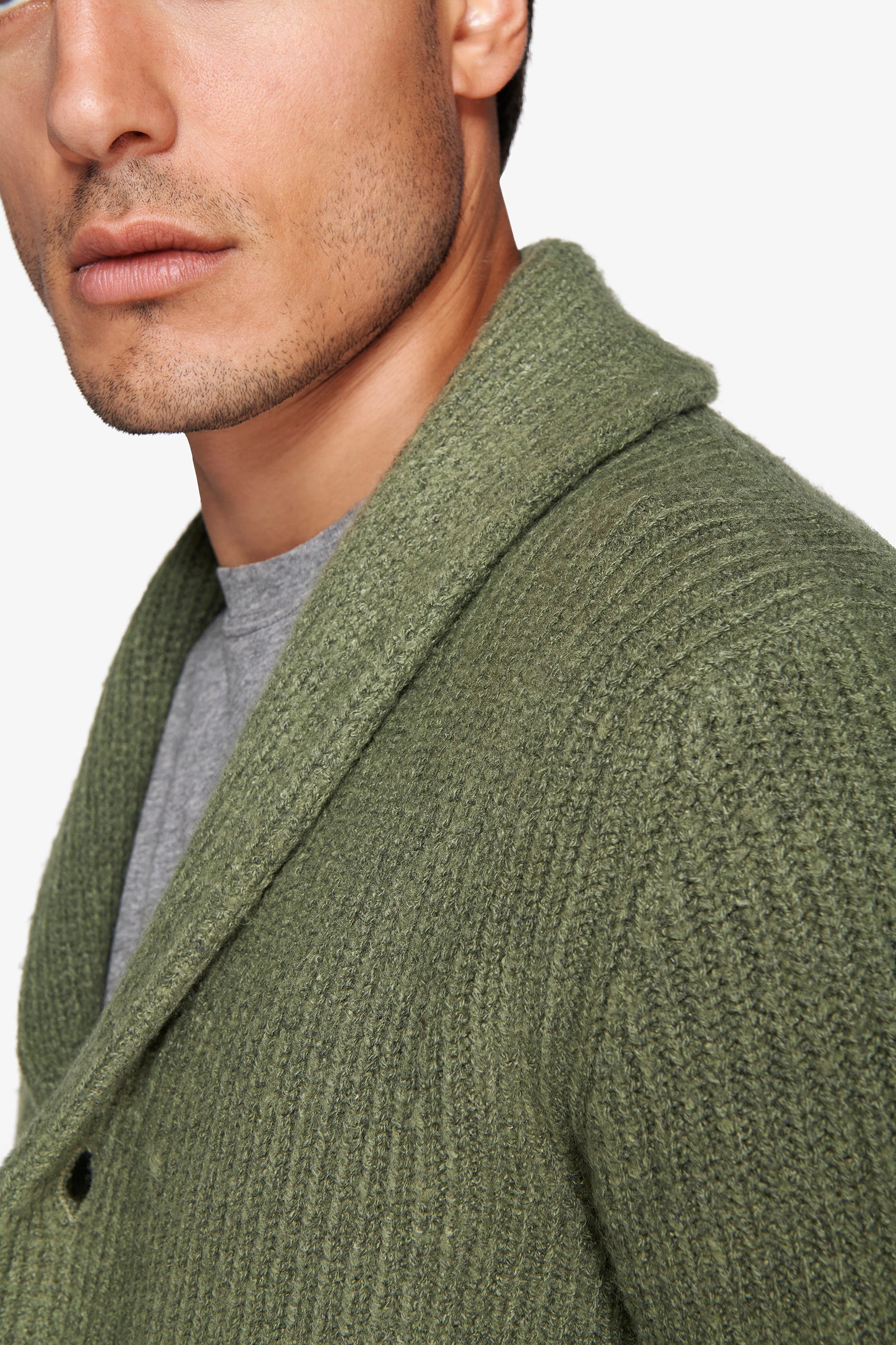Cardigan collo sciallato verde-Dan John