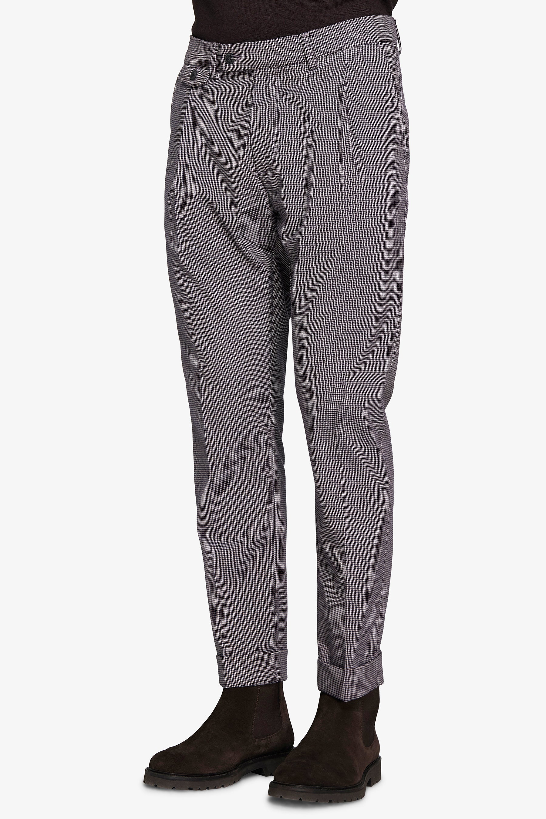 Pantaloni pied de poule tortora