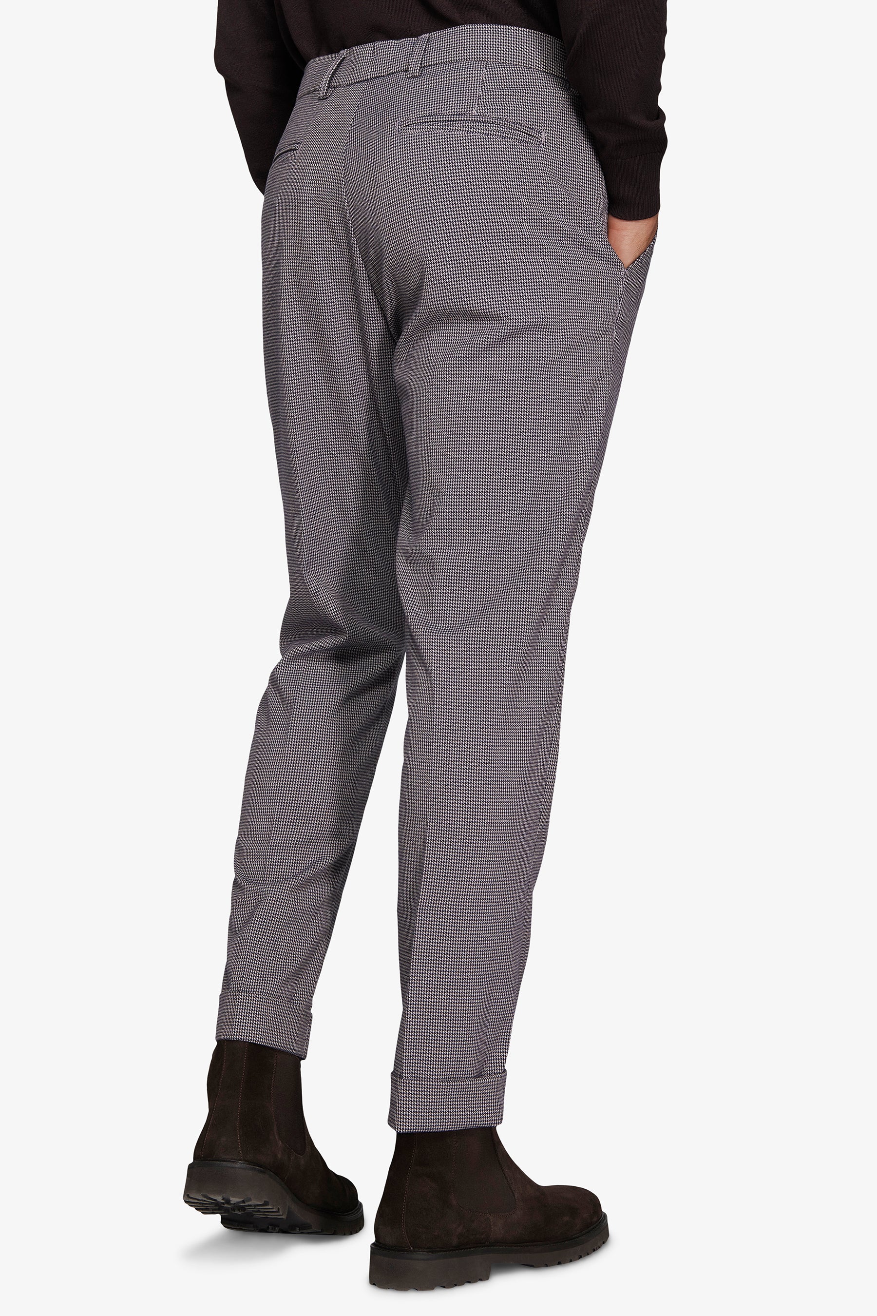 Pantaloni pied de poule tortora