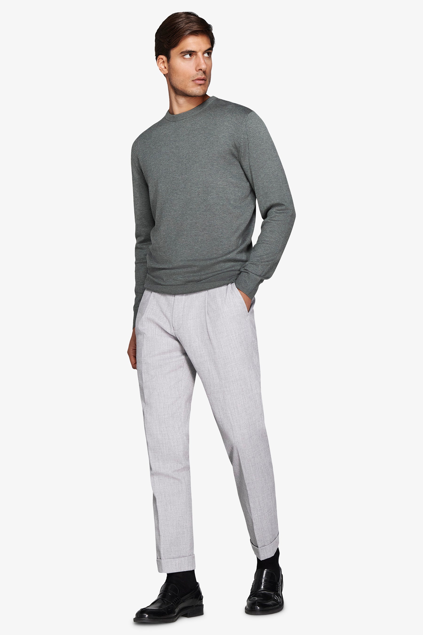 Green basic crewneck jumper