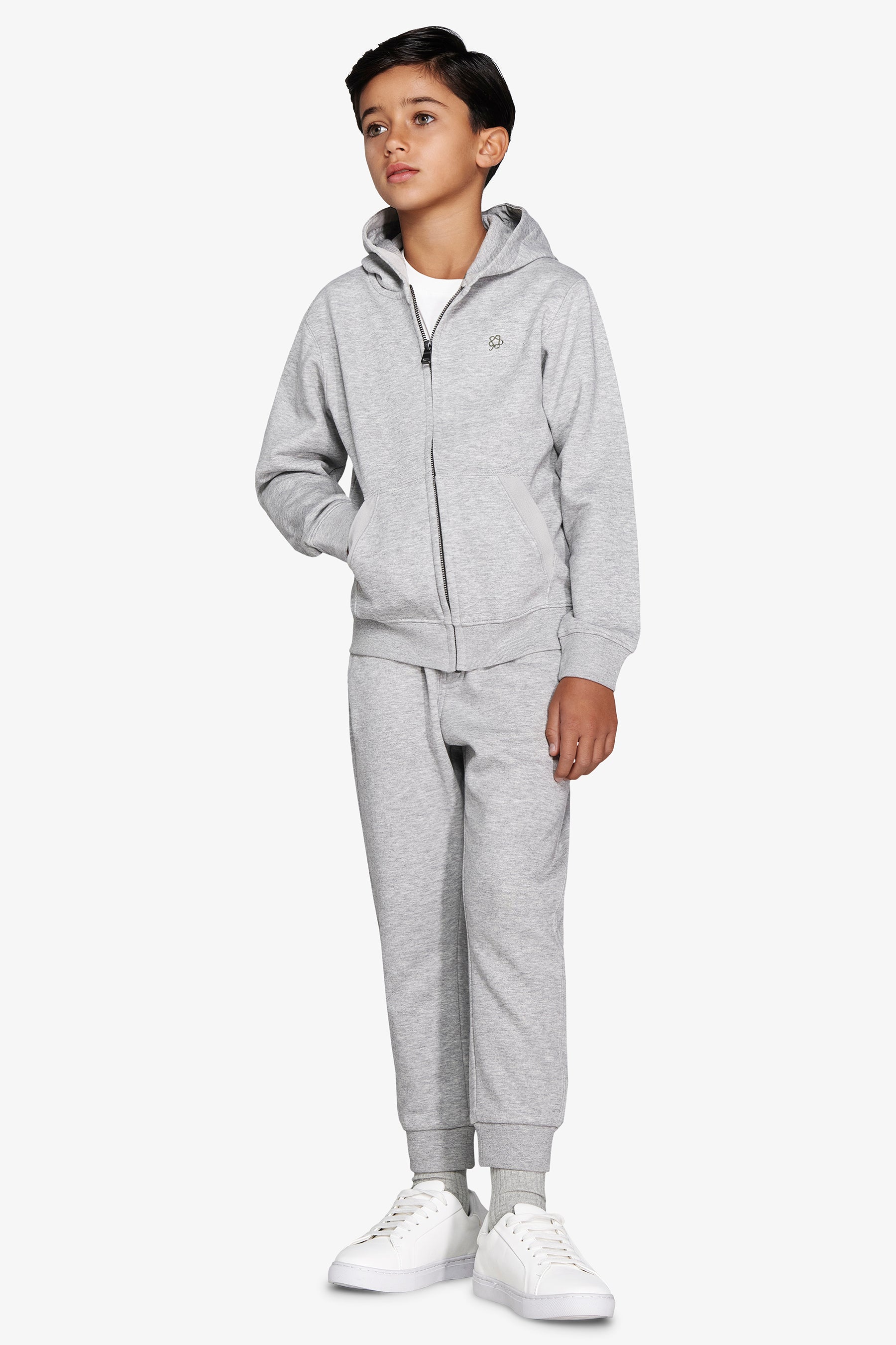 Felpa full zip basic grigio chiaro Kids
