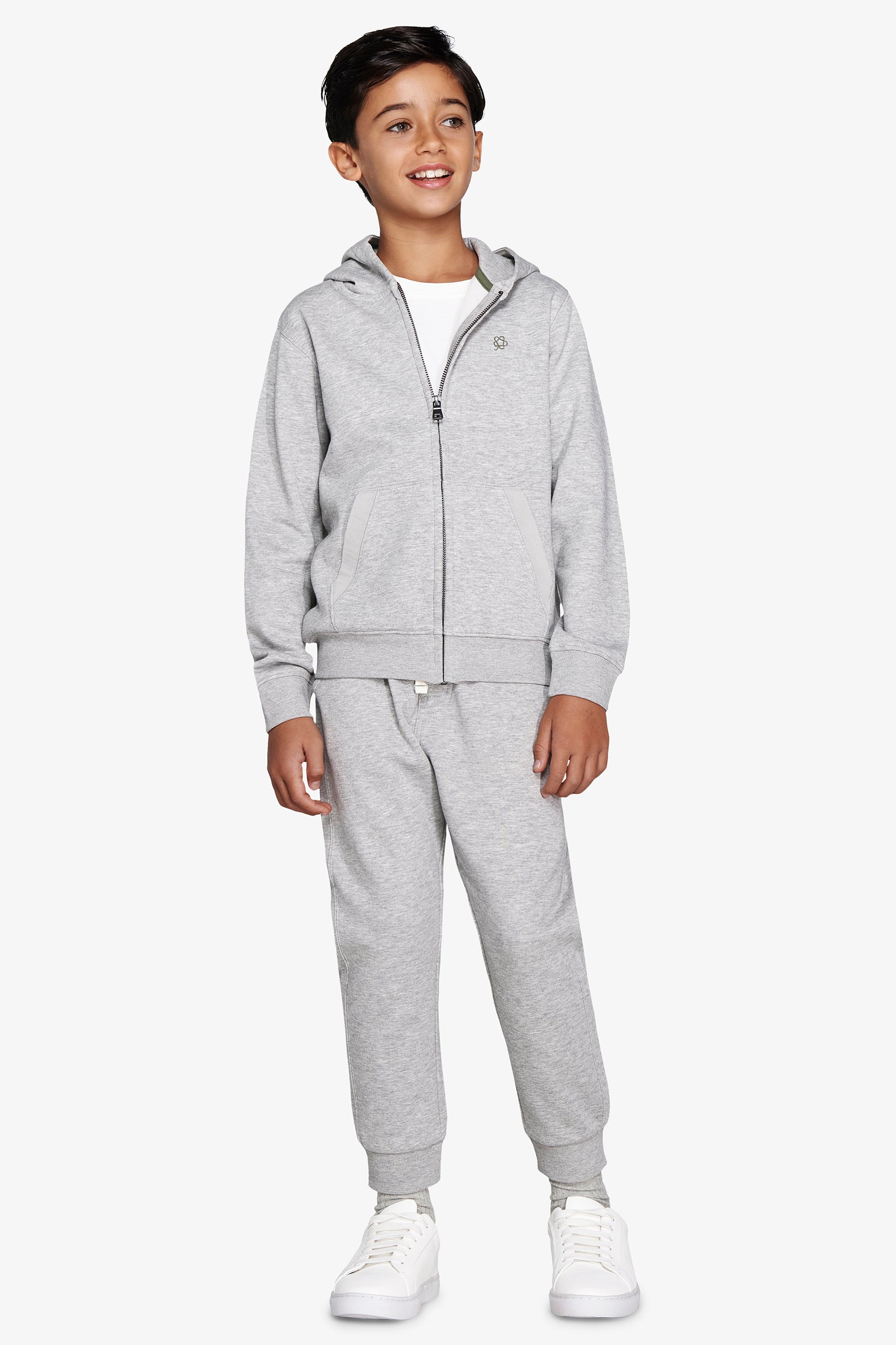 Felpa full zip basic grigio chiaro Kids