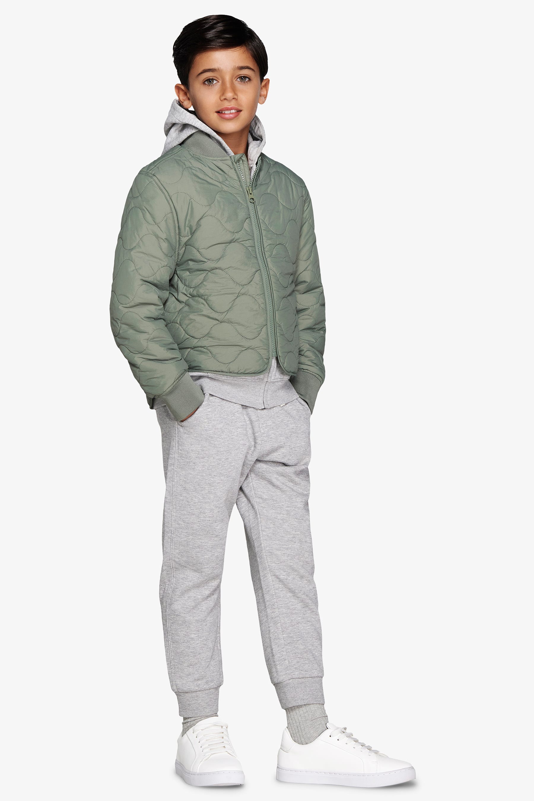 Bomber trapunta a onde orizzontali verde Kids-Dan John
